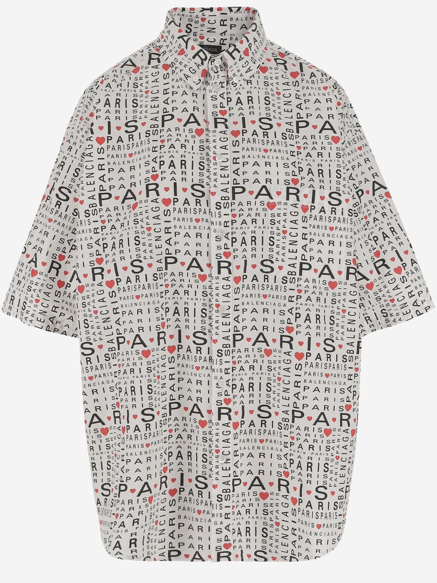 CAMICIA IN COTONE CON MOTIVO I LOVE PARIS