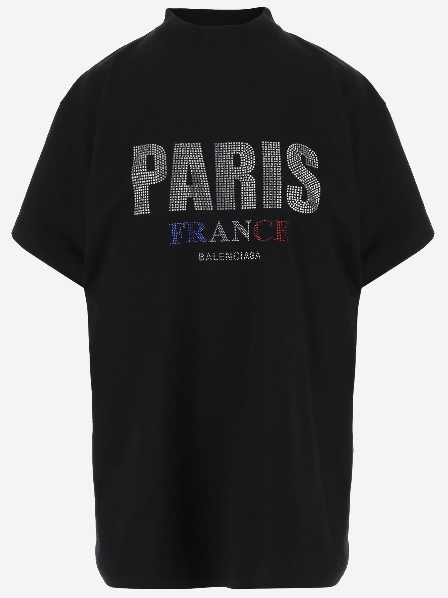 T-SHIRT PARIS STRASS IN COTONE