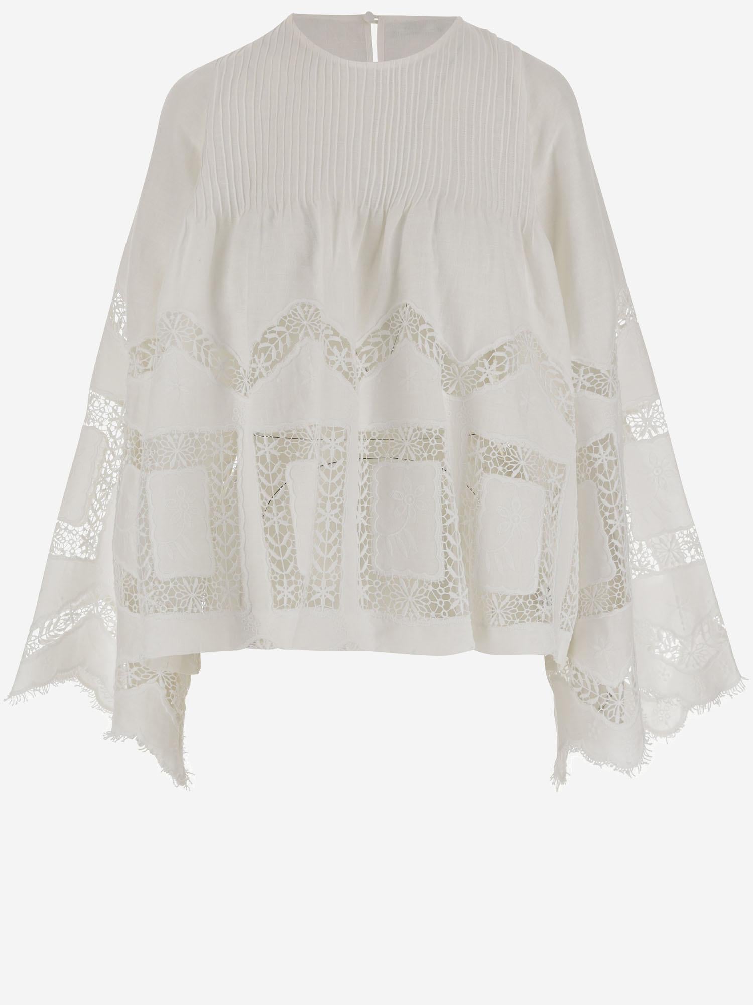 TOP IN LINO CON RICAMI