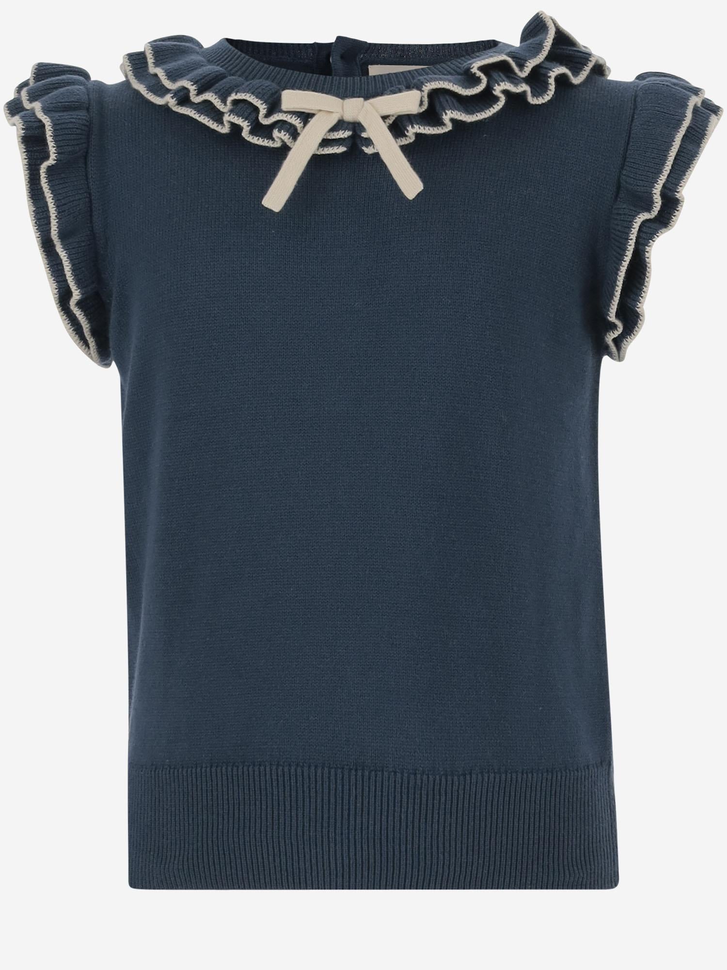 TOP MORBIDO IN COTONE con volant