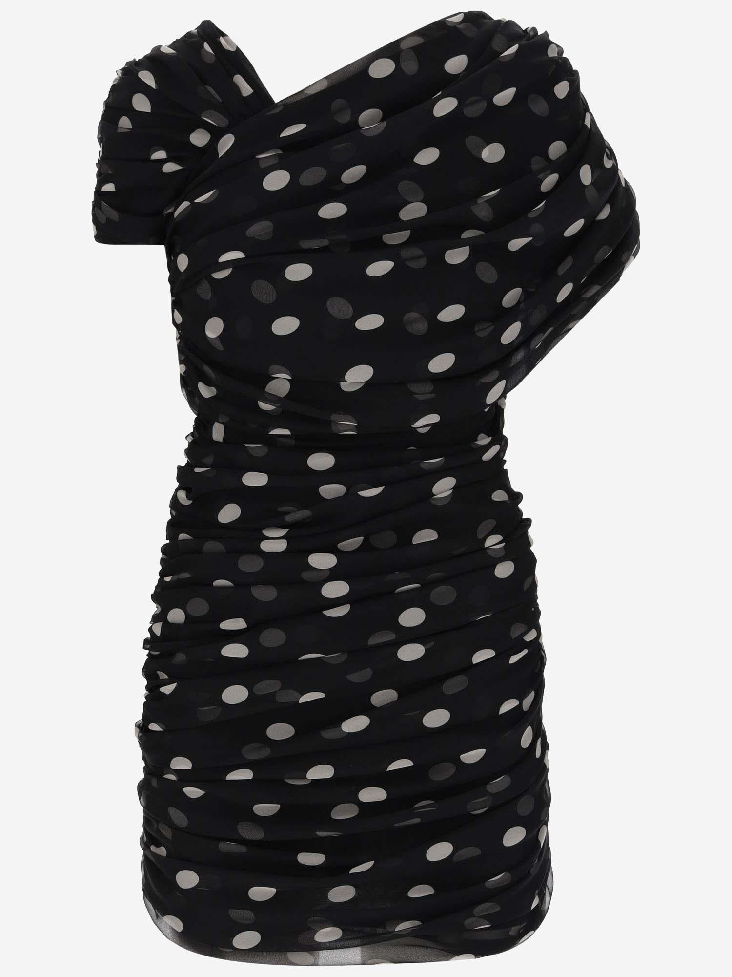 MINI ABITO ARRICCIATO IN MUSSOLA DI SETA A POIS