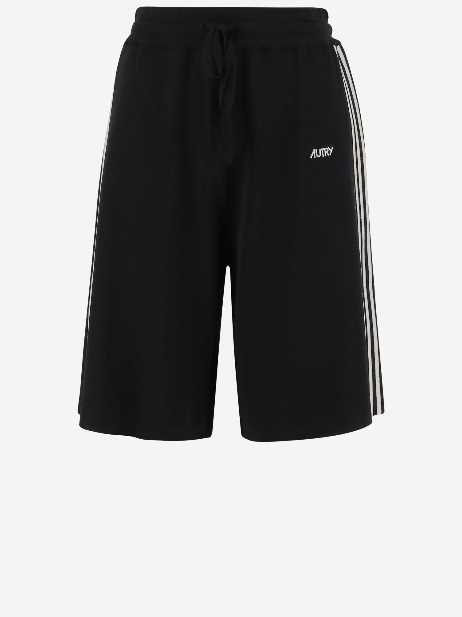 PANTALONI CORTI IN MISTO VISCOSA CON LOGO