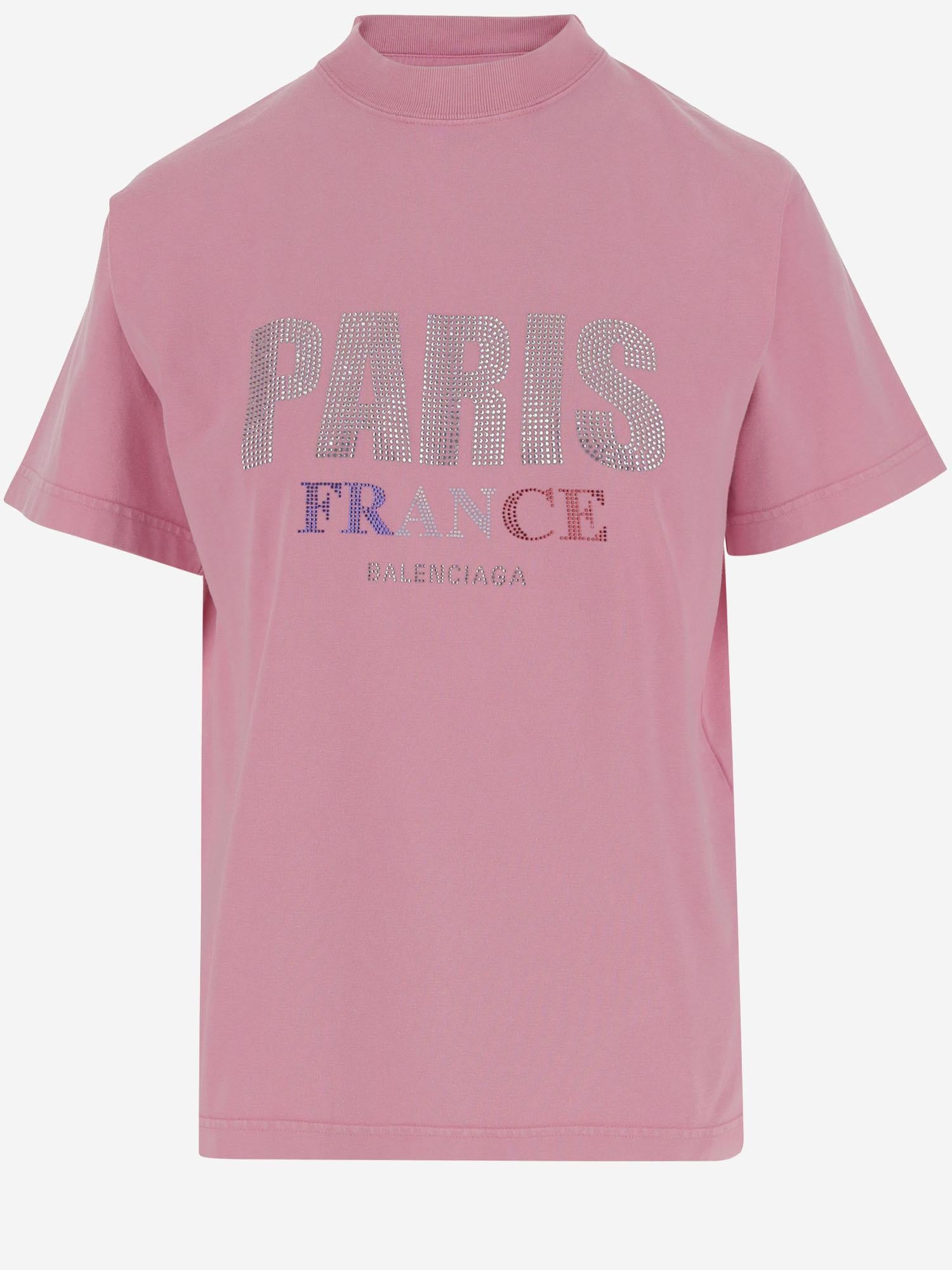T-SHIRT PARIS STRASS IN COTONE