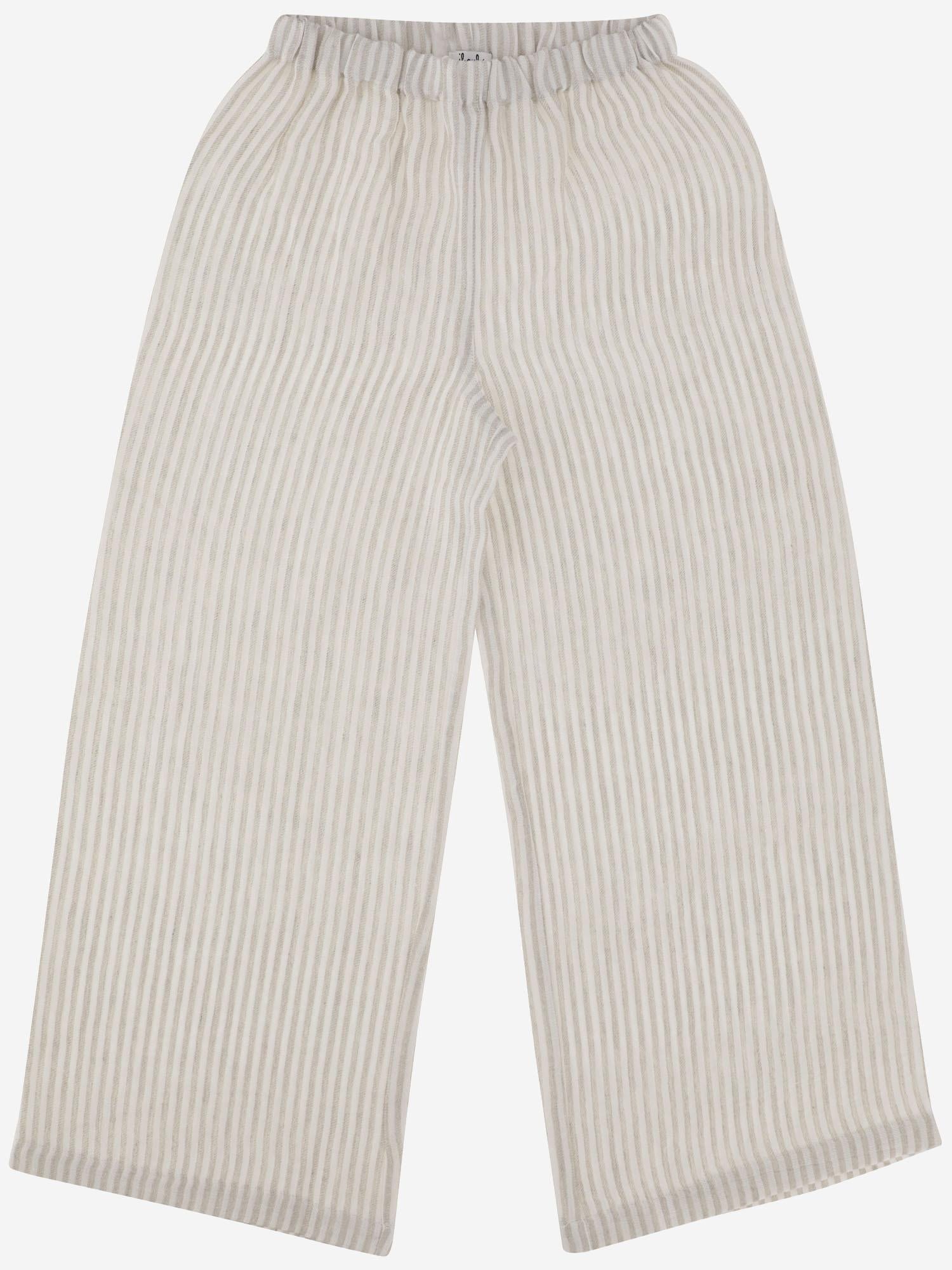Pantaloni in lino con motivo a righe