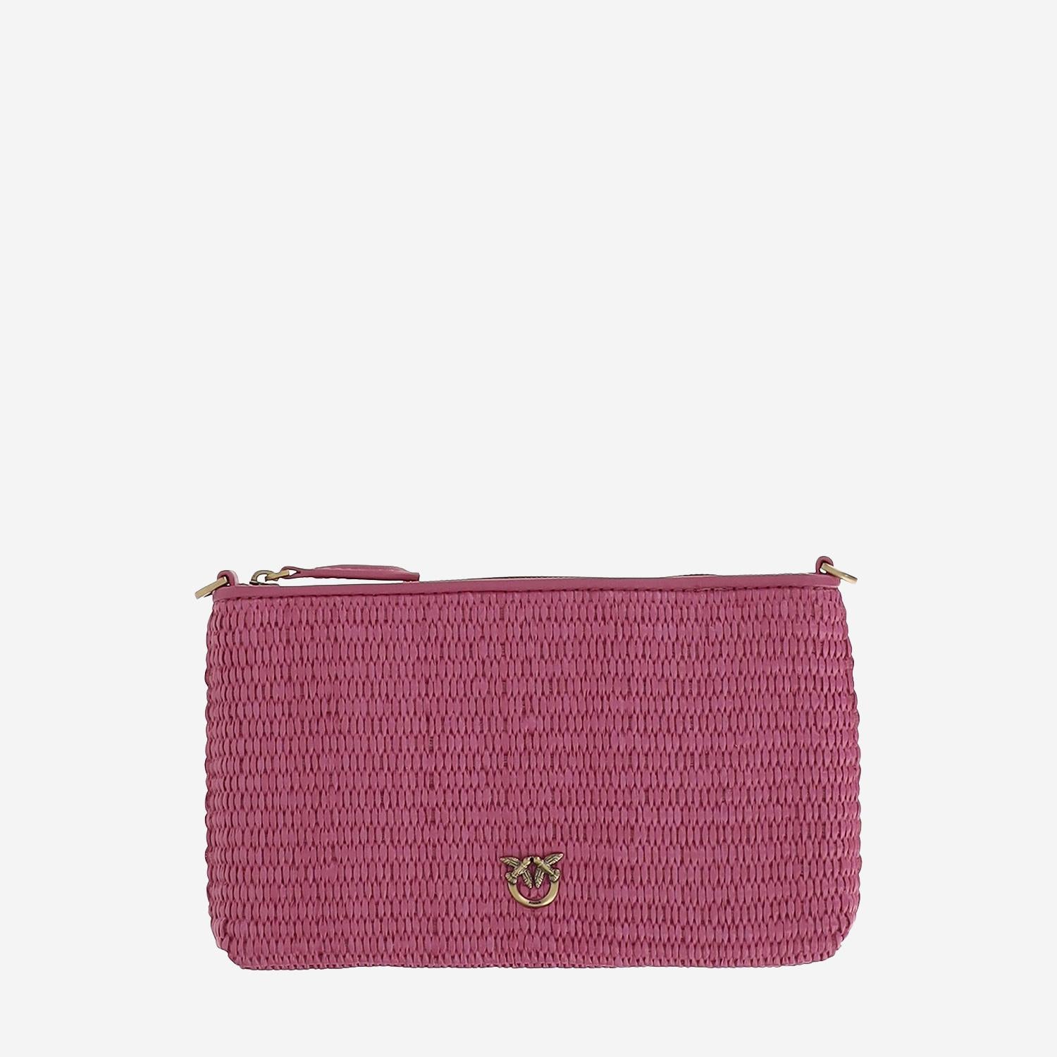 Borsa piatta a tracolla in rafia