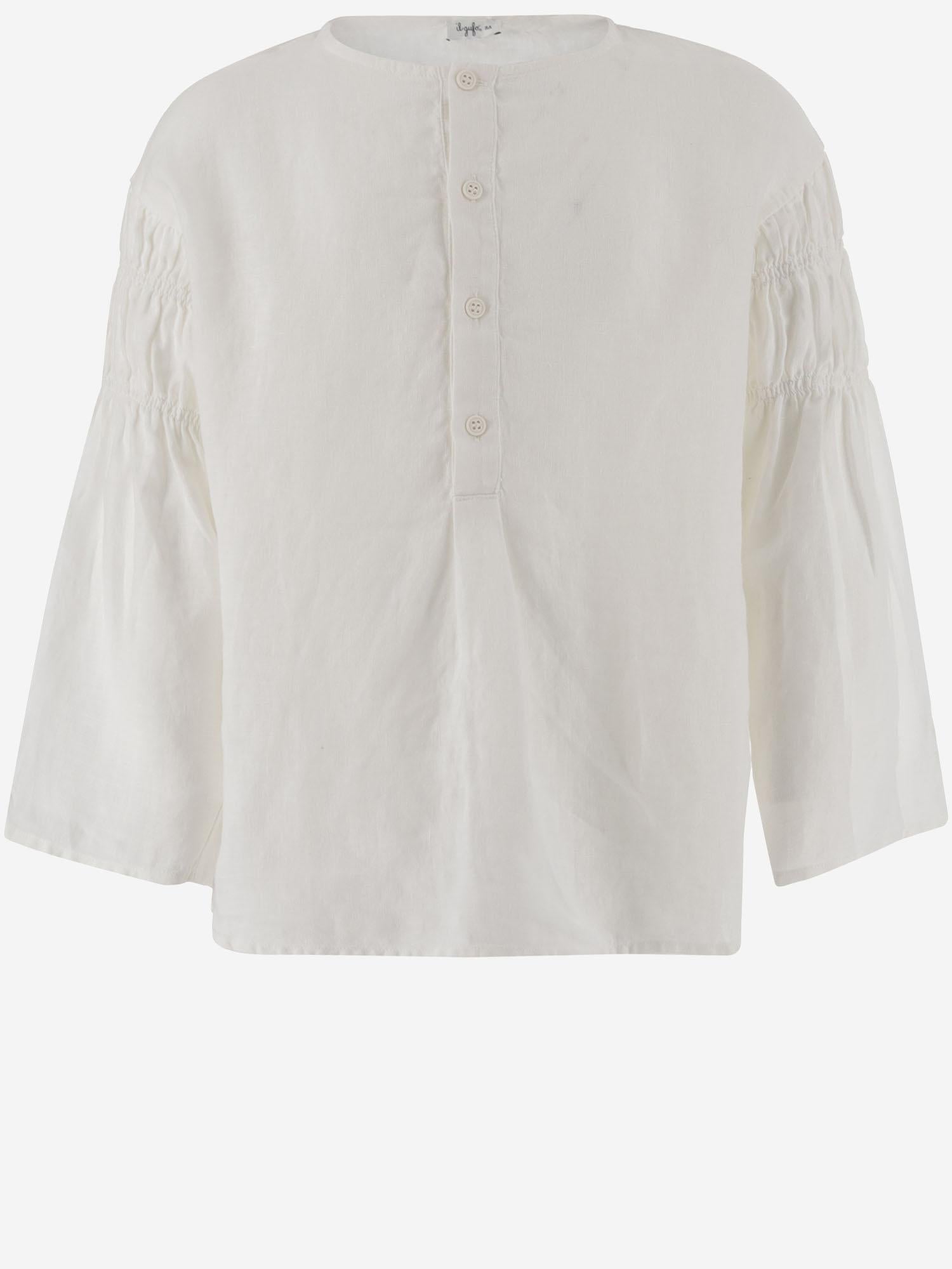 Camicia in lino con arricciature