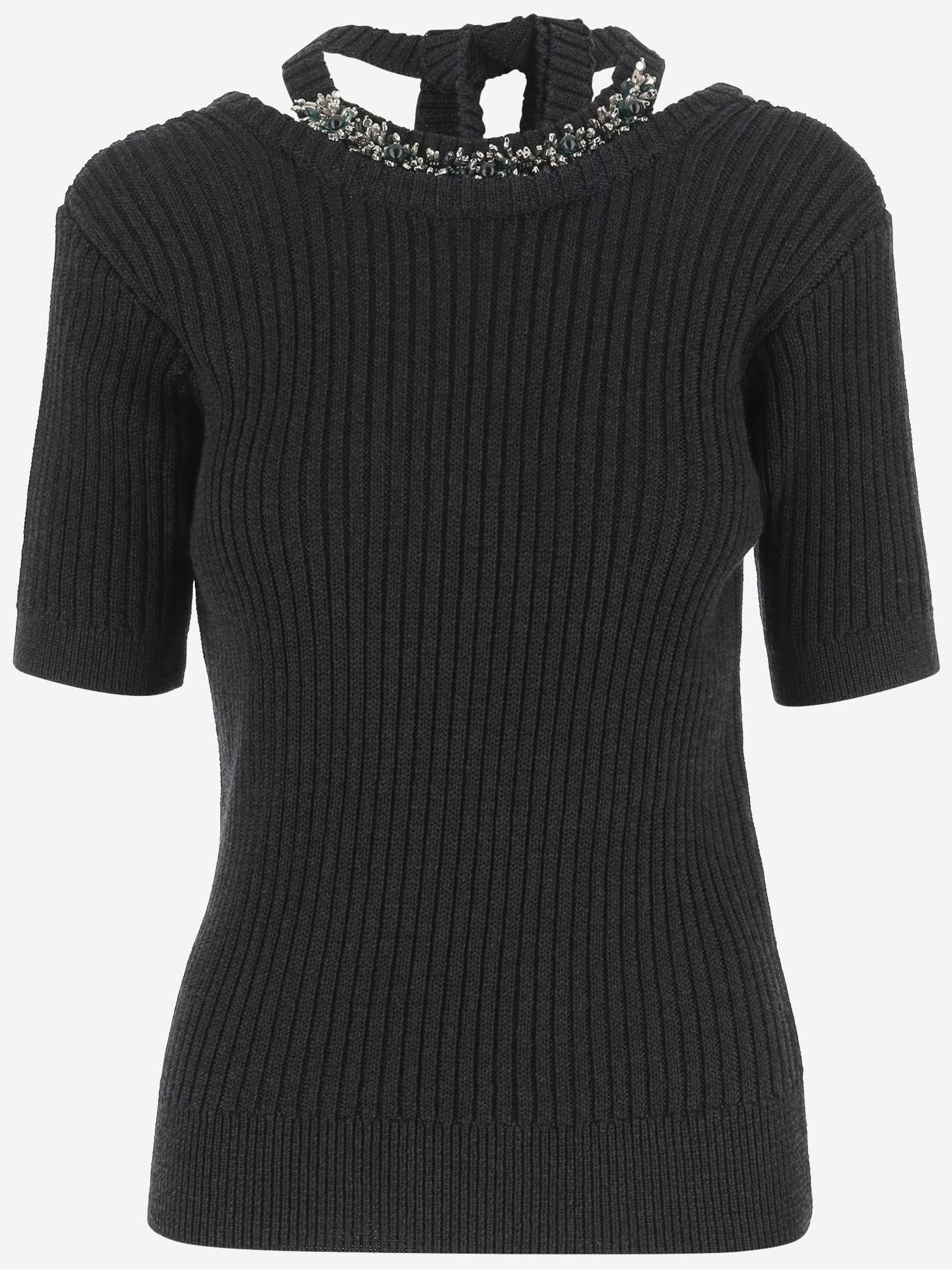 TOP IN VISCOSA E COTONE CON DECORAZIONI