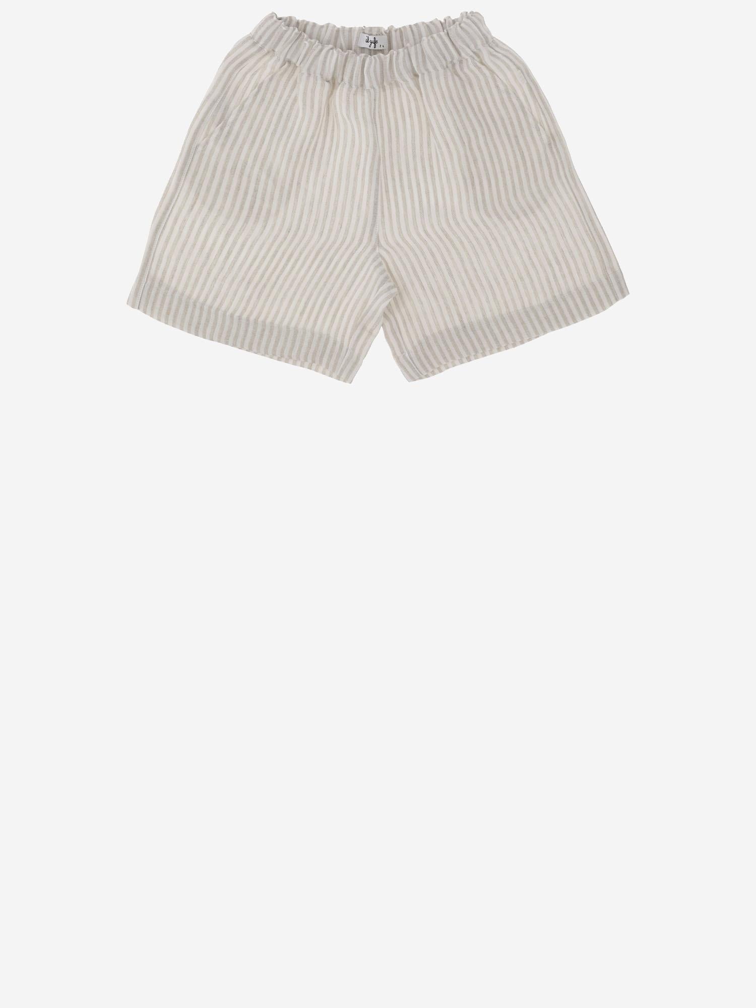 PANTALONCINI DI LINO A RIGHE