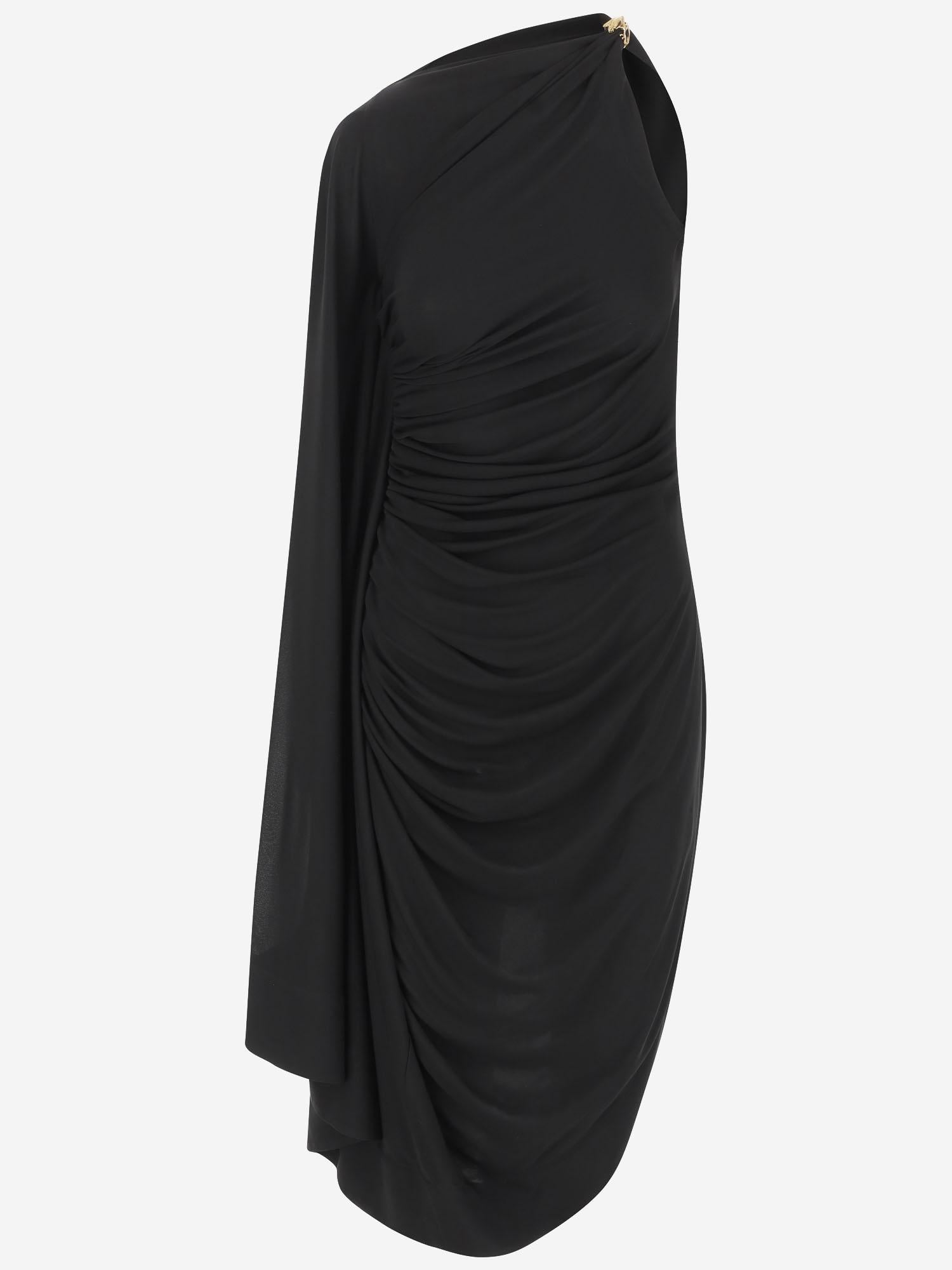 ABITO NERO CON DRAPPEGGIO IN JERSEY DI VISCOSA