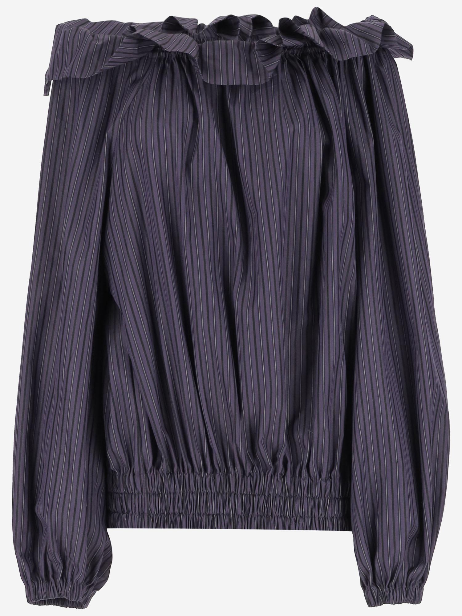 Top in cotone con motivo a righe