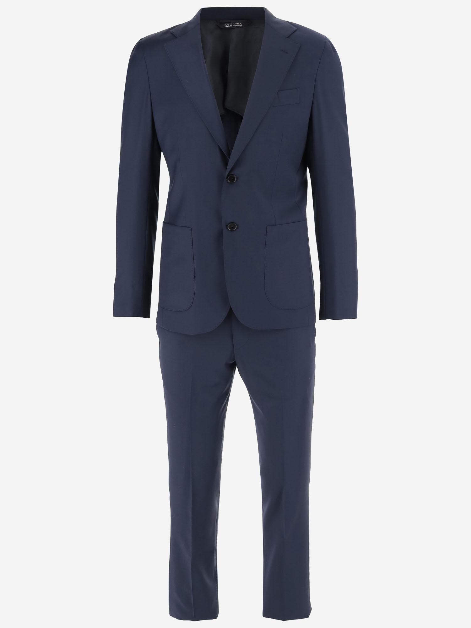 Stretch wool canvas suit
