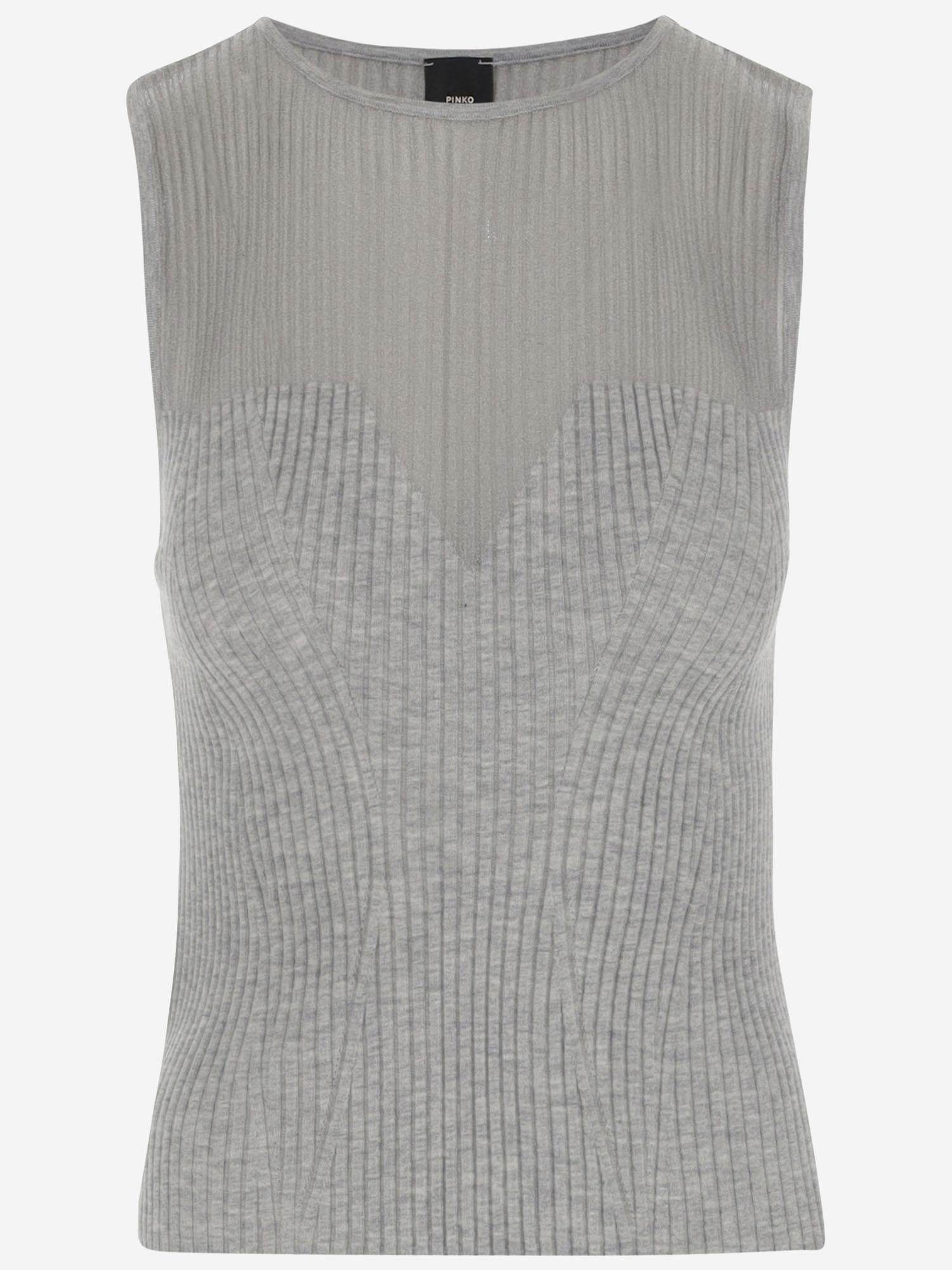 TANK TOP IN MISTO LANA CON LOGO