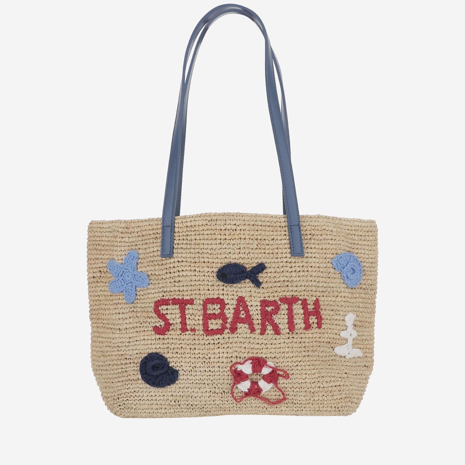 BORSA IN MISTO RAFIA CON MOTIVO SPIAGGIA