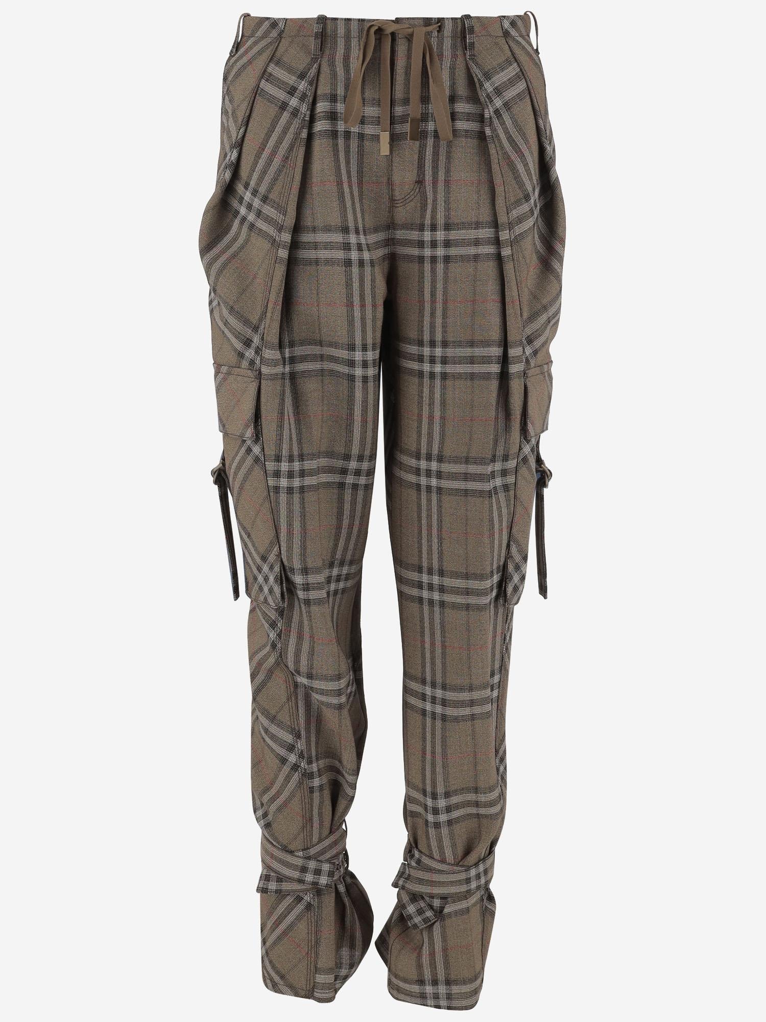 PANTALONI CHECK IN VISCOSA E SETA