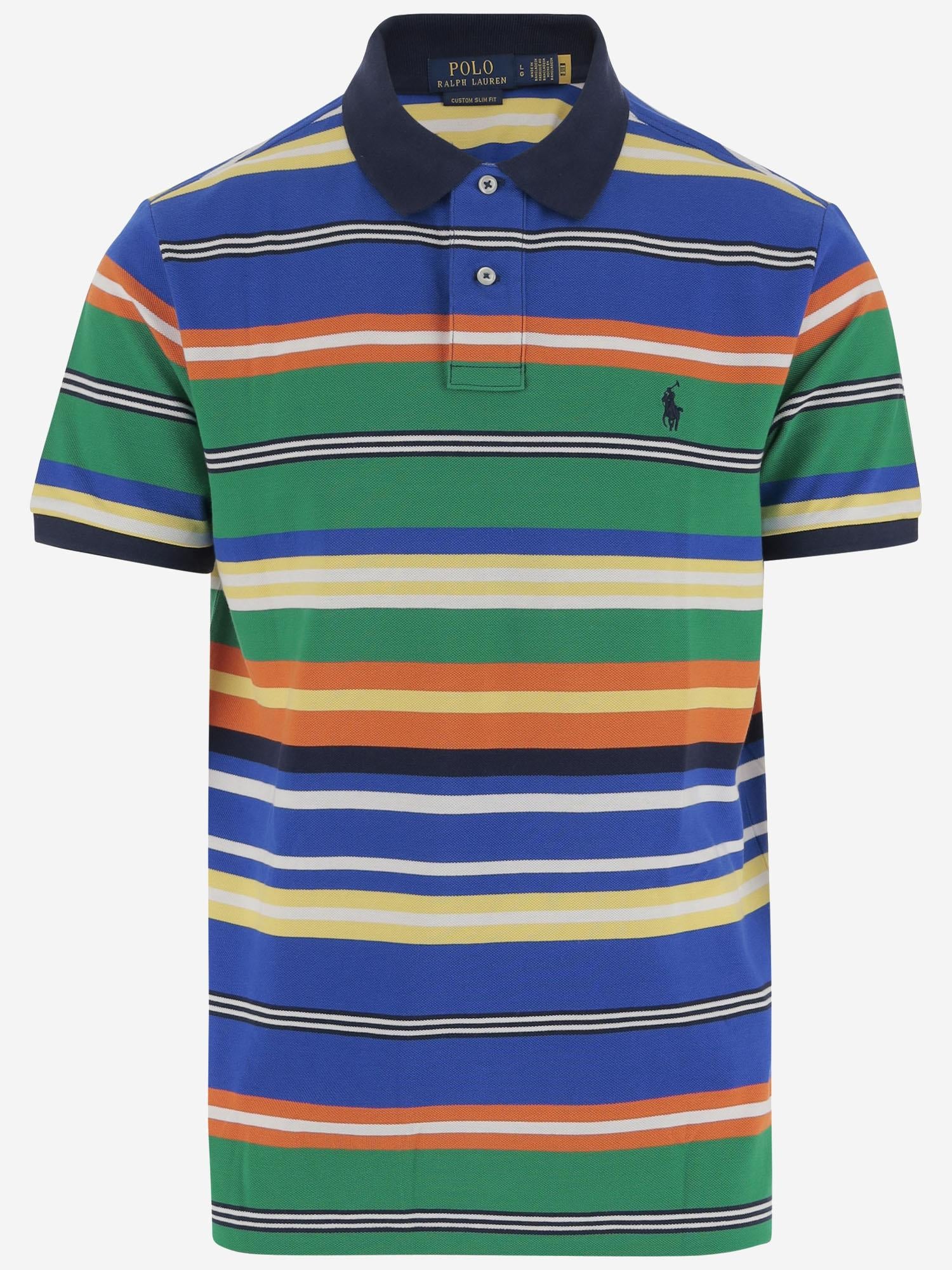 POLO IN COTONE CON MOTIVO A RIGHE E LOGO