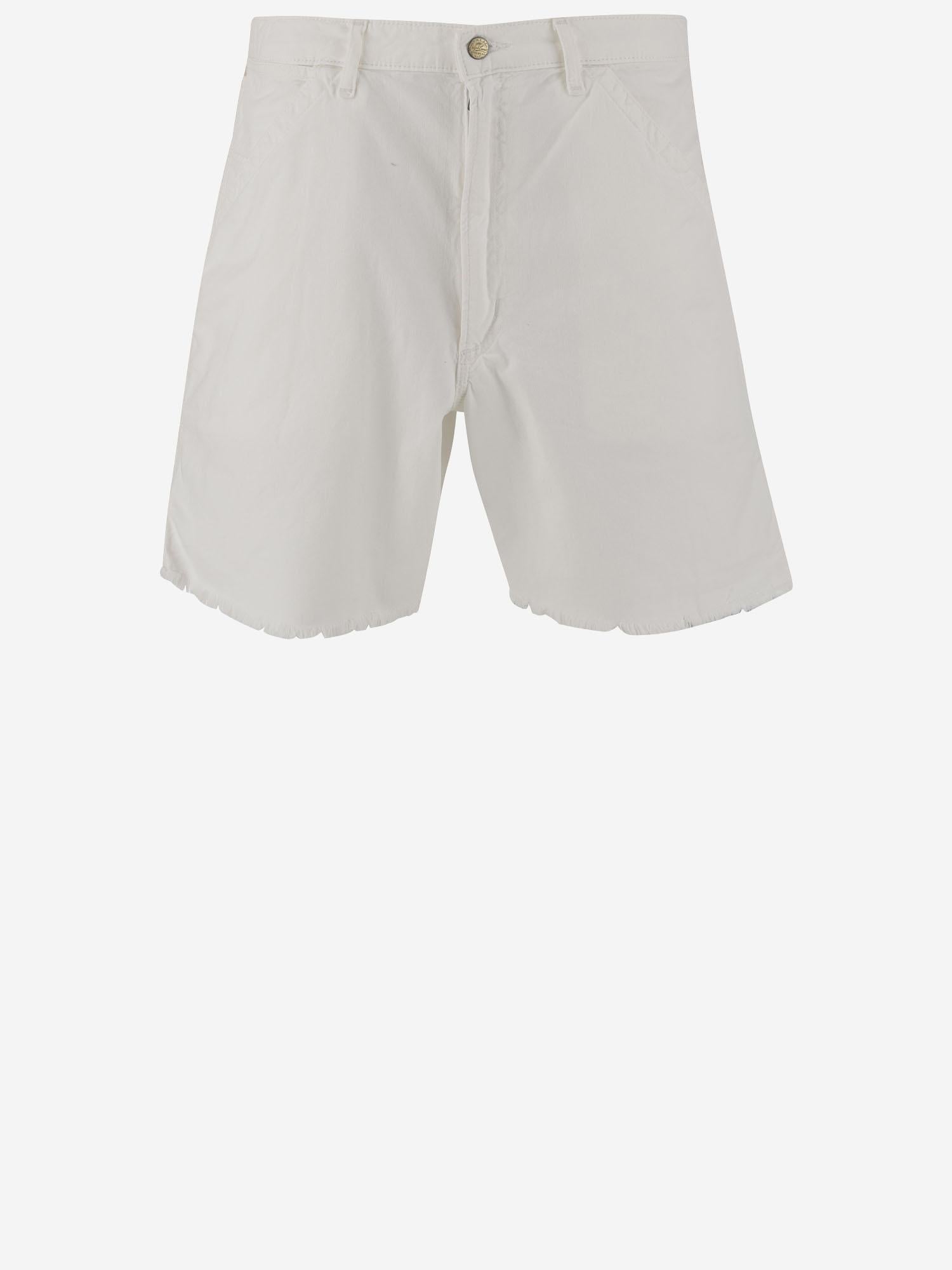 PANTALONI CORTI IN COTONE CON BORDI SFRANGIATI