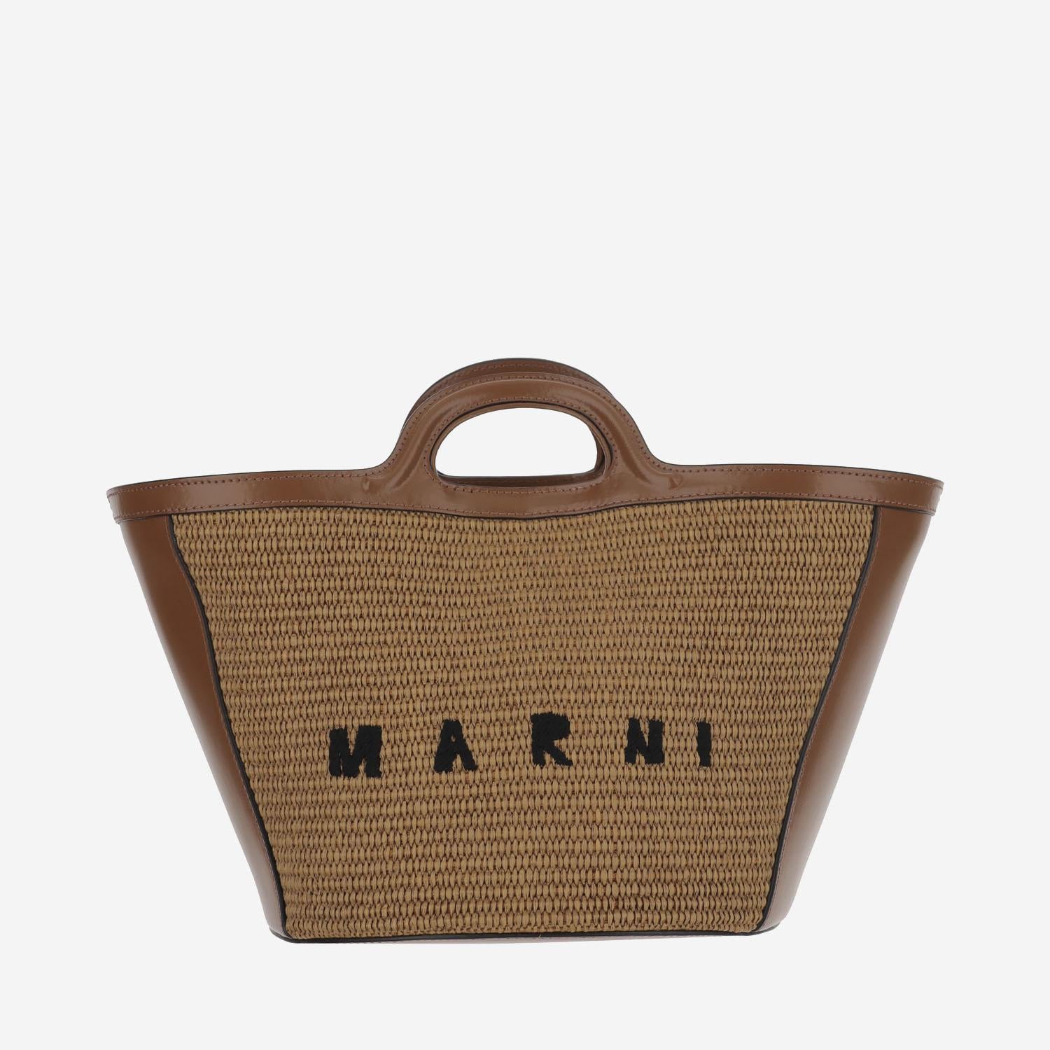 BORSA TROPICALIA PICCOLA IN PELLE E TESSUTO