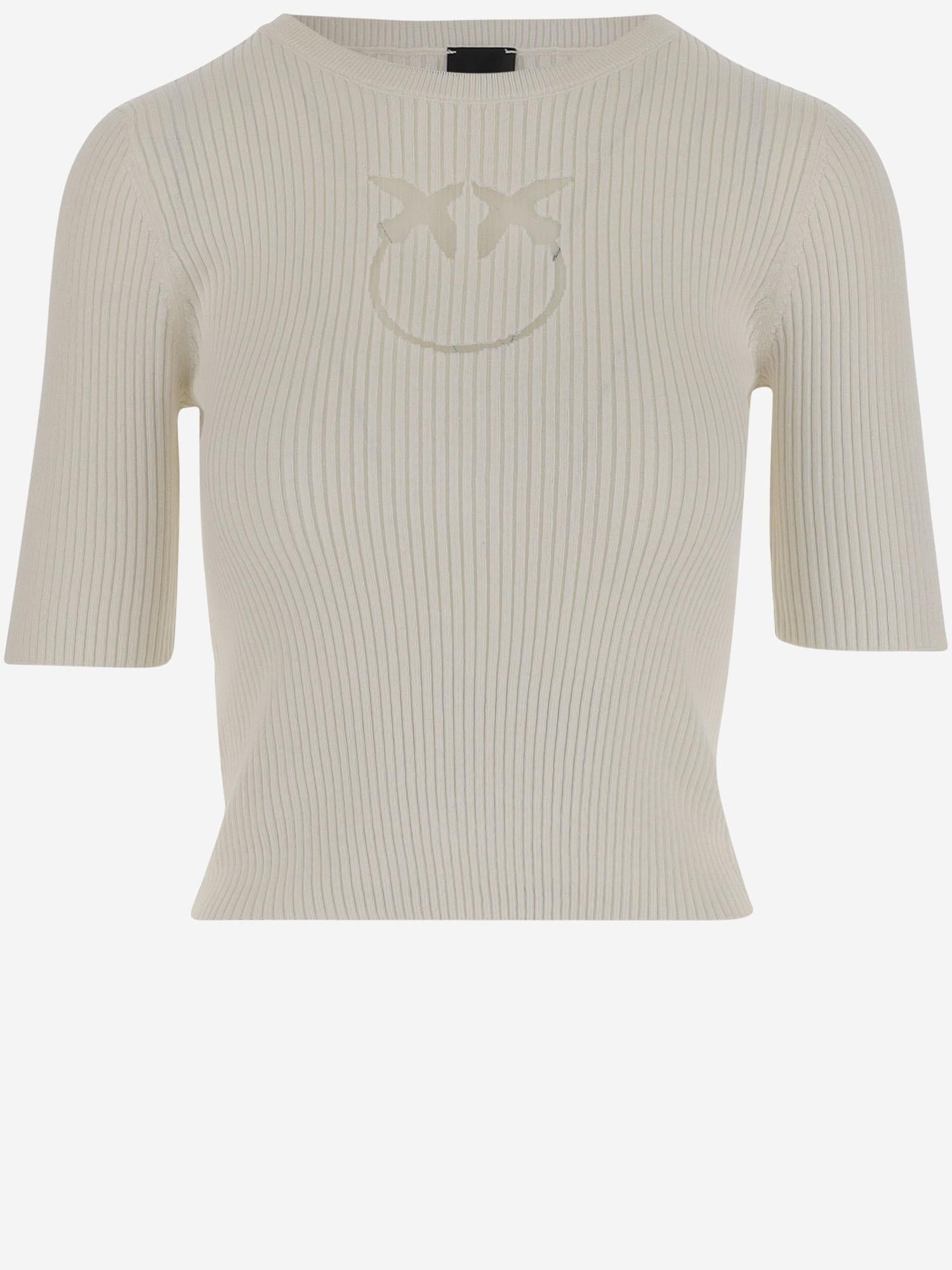 CROP TOP IN SETA E COTONE CON LOGO