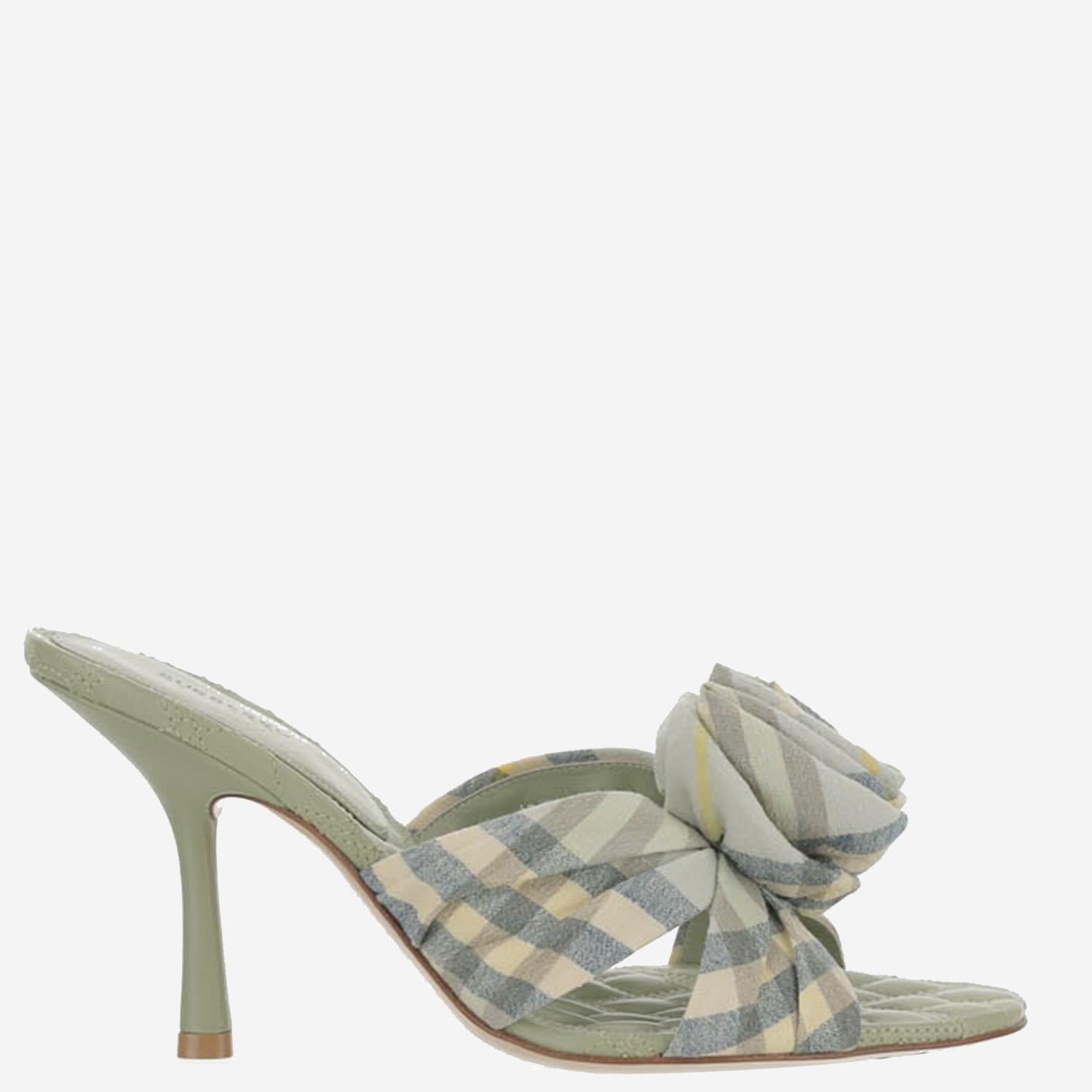 MULE MEWS ROSE IN MISTO LINO STRETCH CHECK