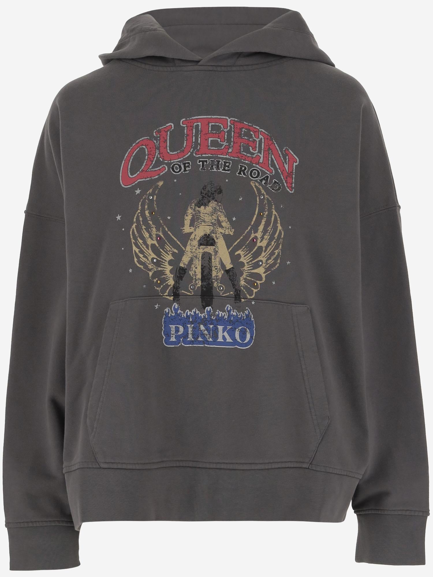 Felpa oversize con cappuccio e stampa rider