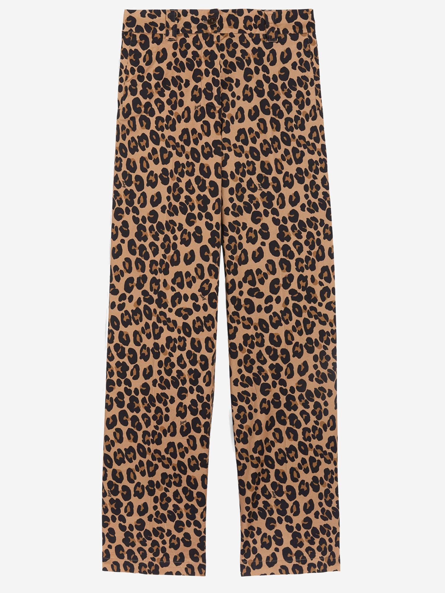 PANTALONI IN COTONE STRETCH CON MOTIVO ANIMALIER