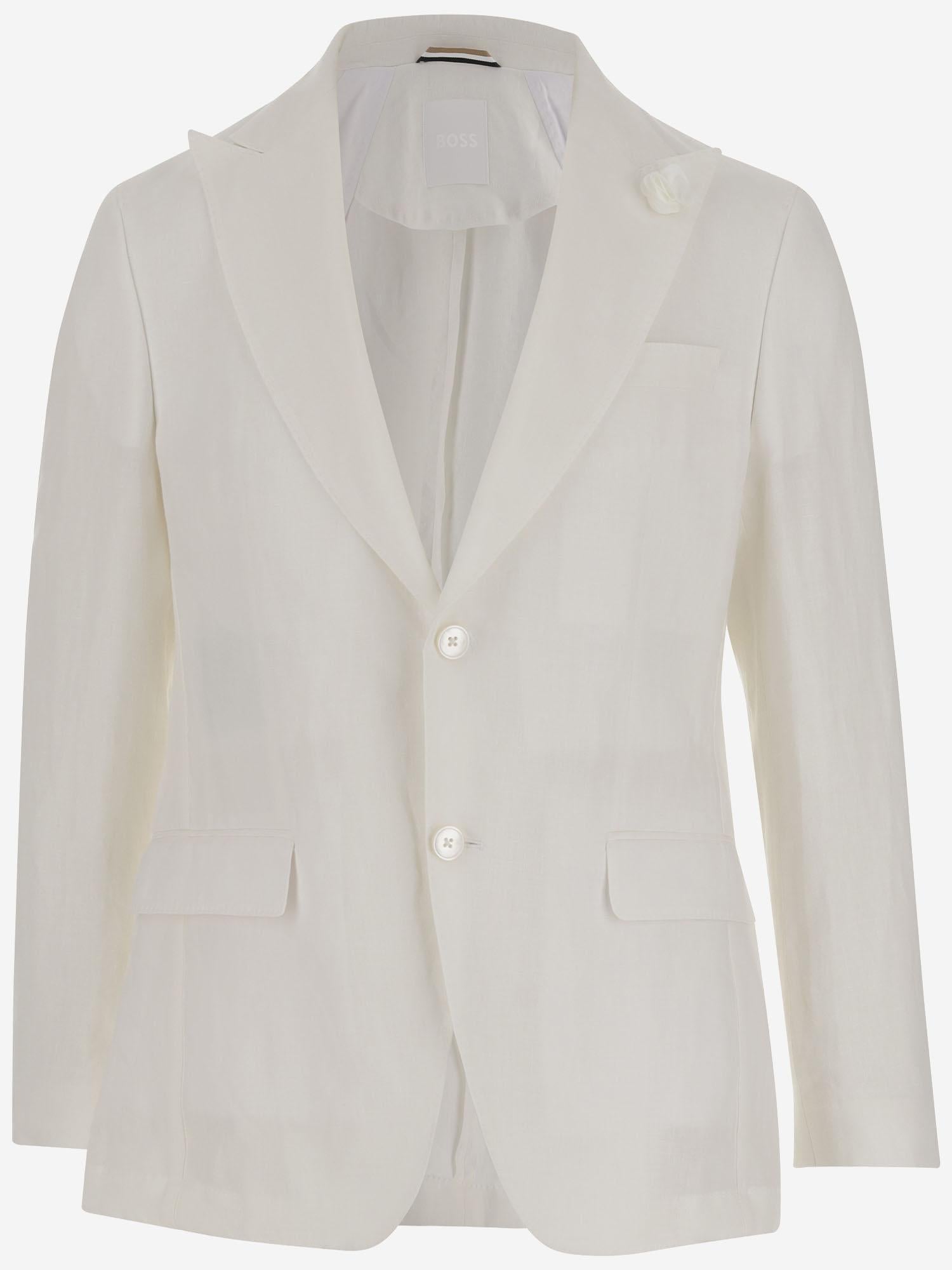 Blazer monopetto in tela di lino