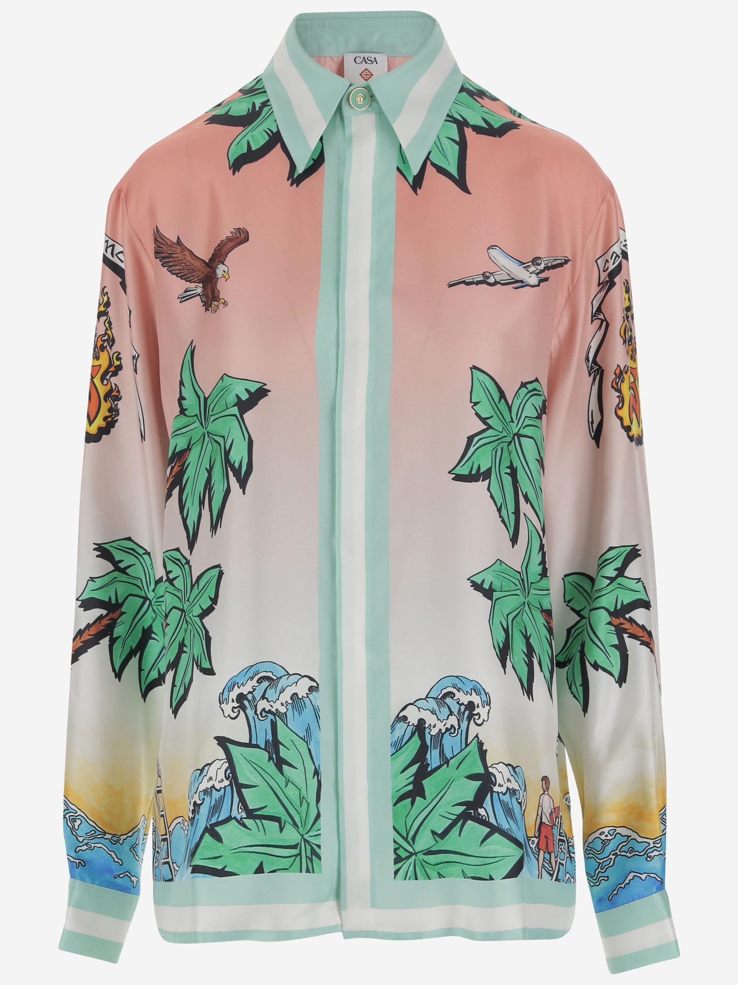 CAMICIA IN PURA SETA CON STAMPA GRAFICA