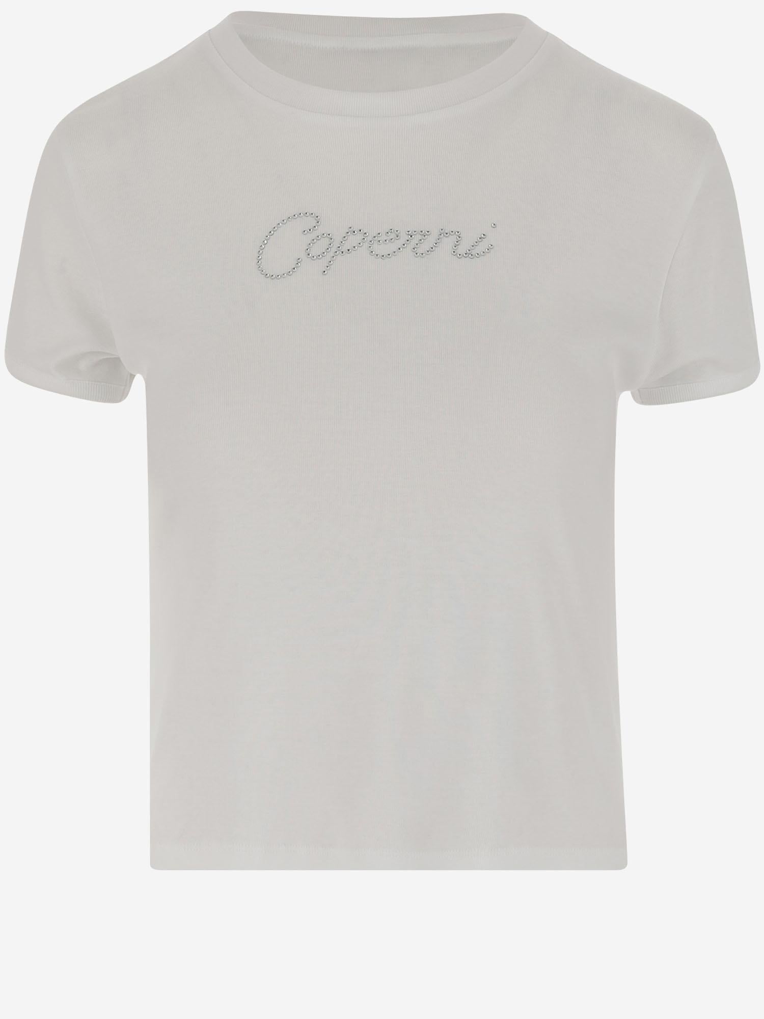 T-SHIRT IN COTONE CON LOGO IN STRASS