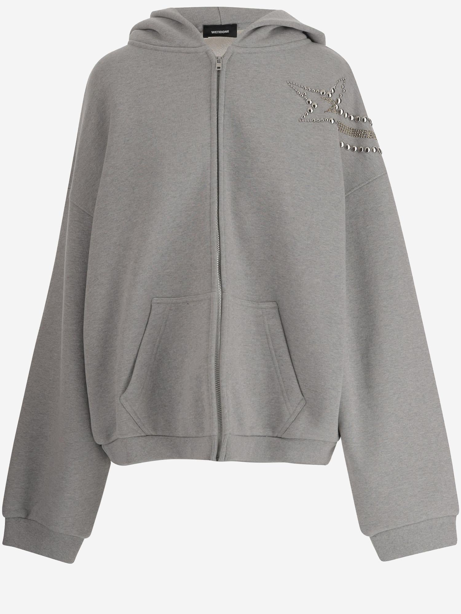 FELPA IN COTONE CON STRASS E BORCHIE