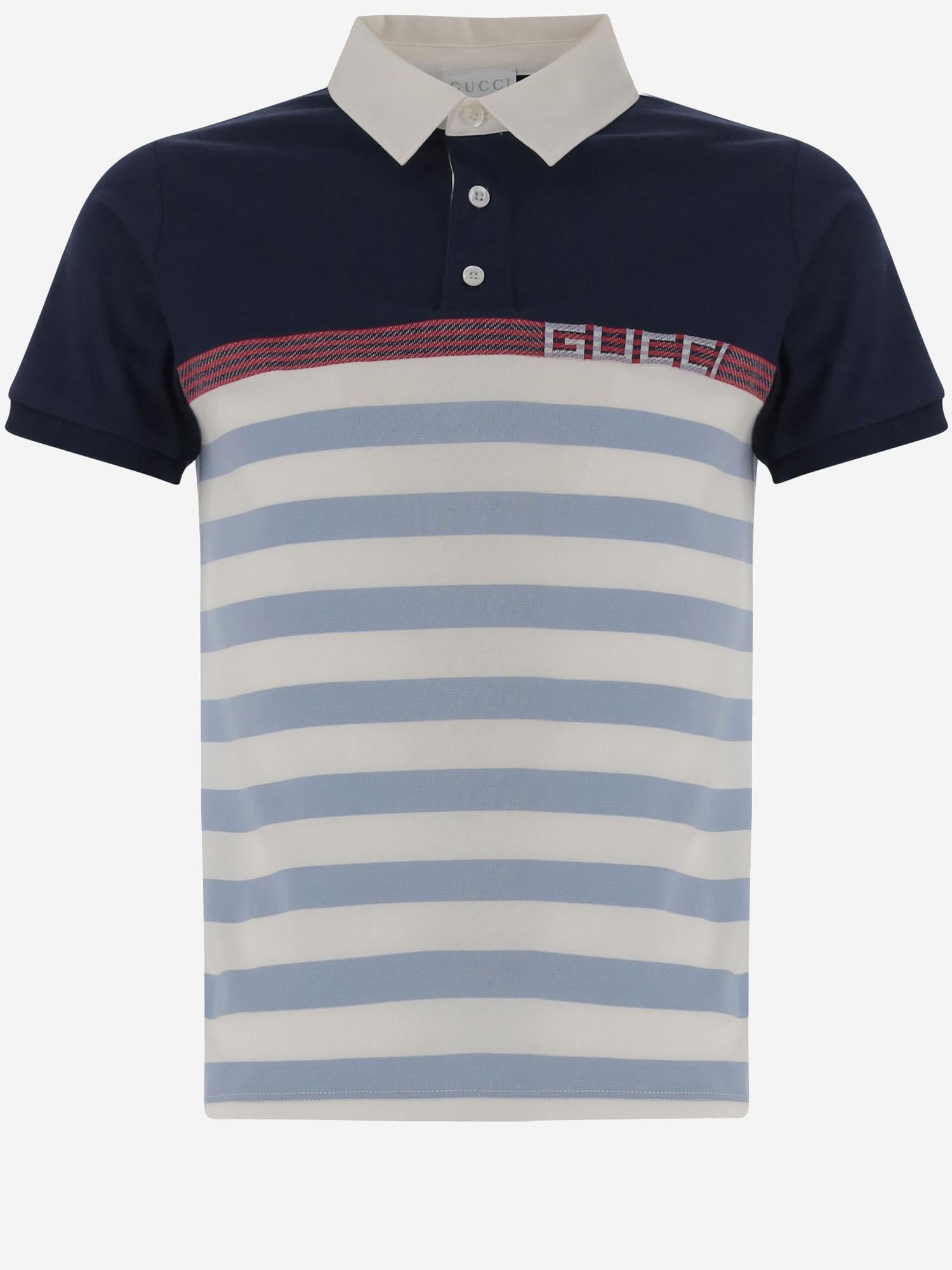 POLO IN COTONE CON MOTIVO A RIGHE E LOGO
