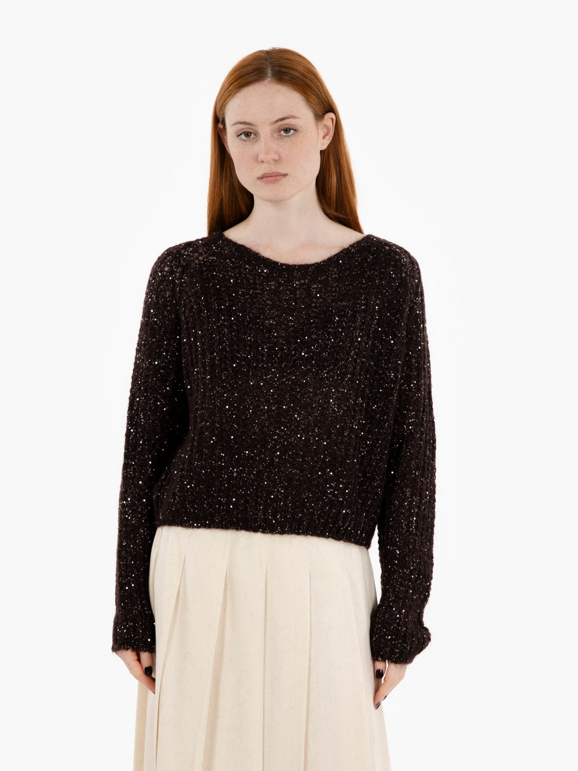 Maglione con paillettes moro