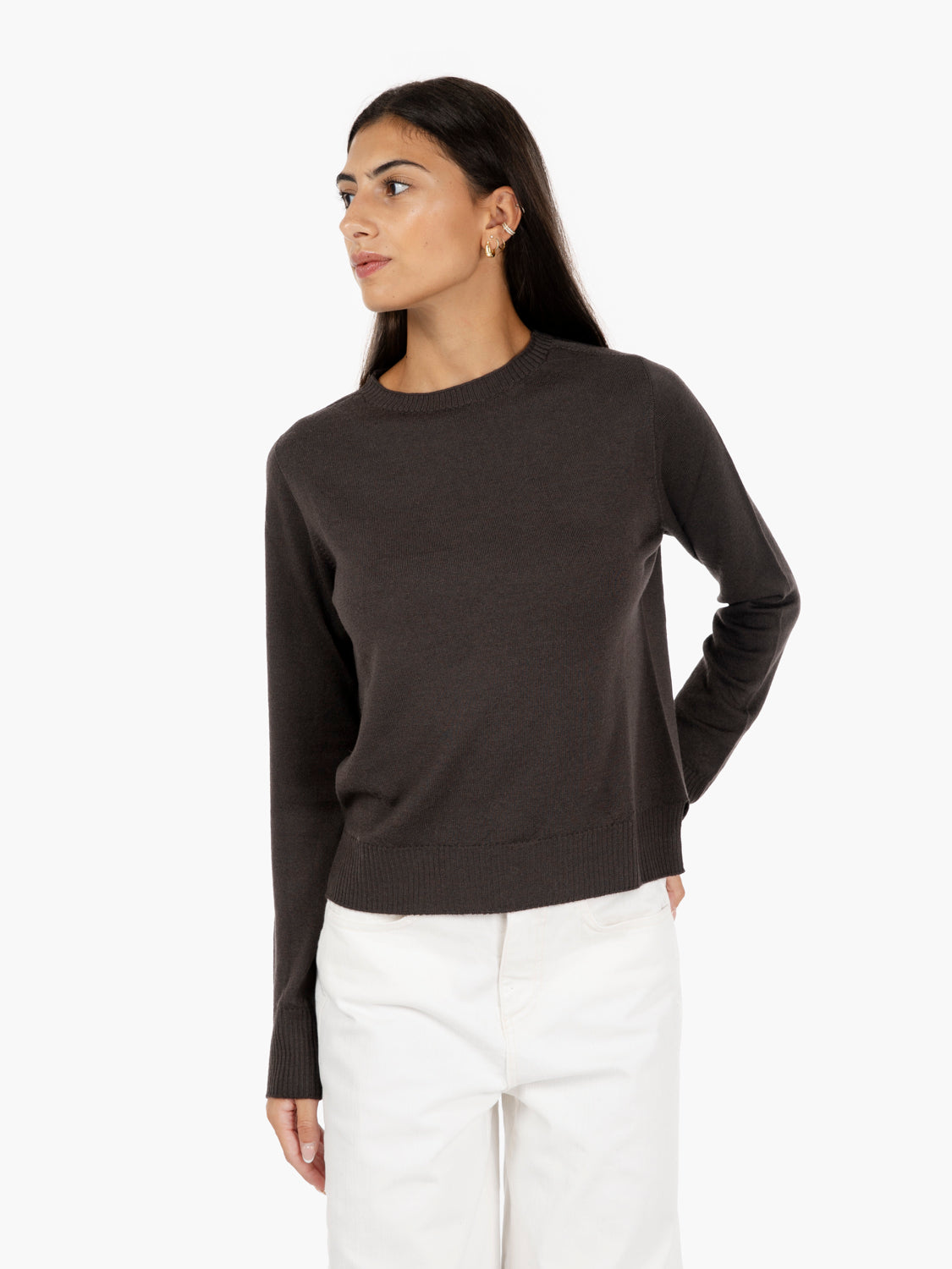 Maglia girocollo merinos moro