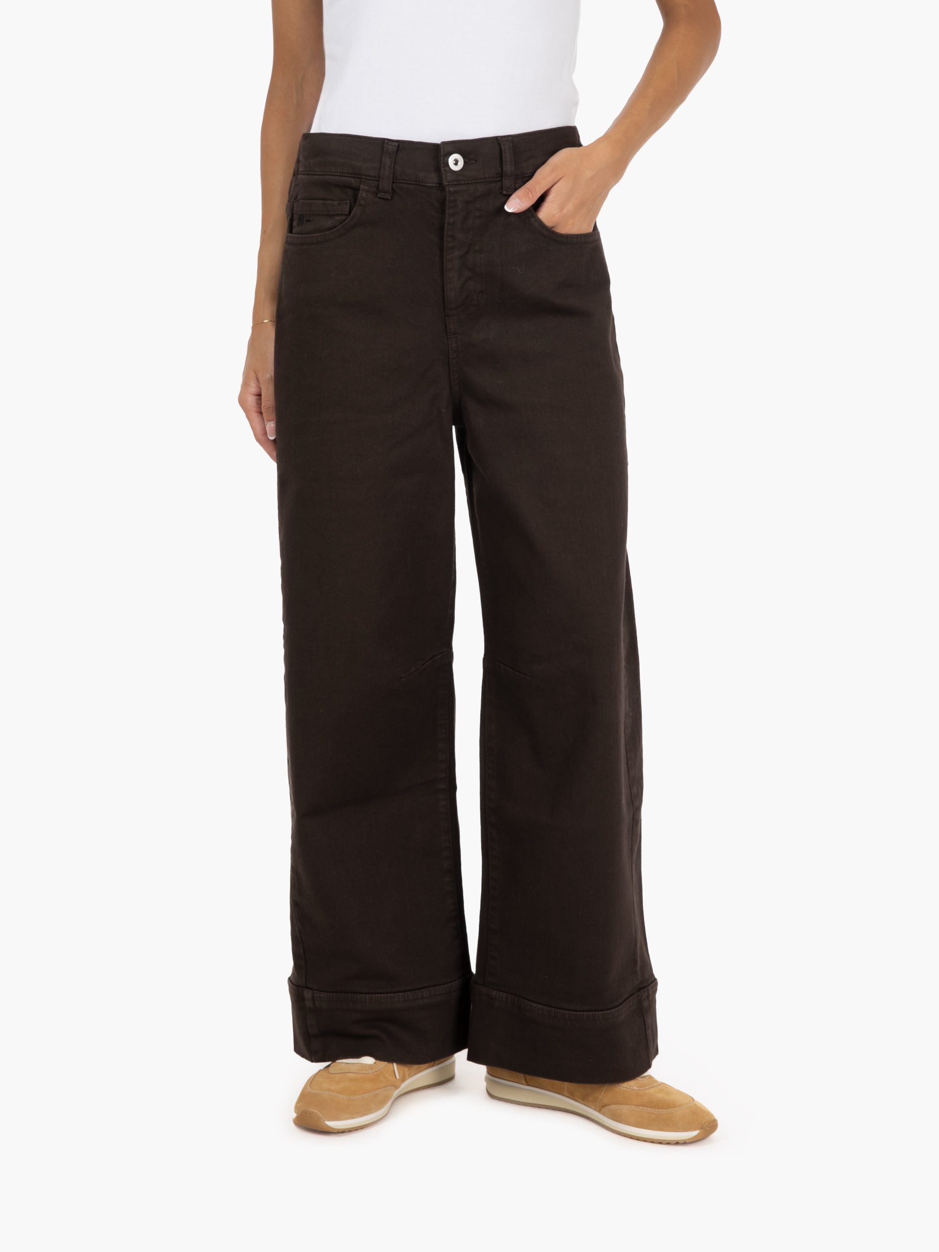 Pantaloni in cotone stretch cioccolato