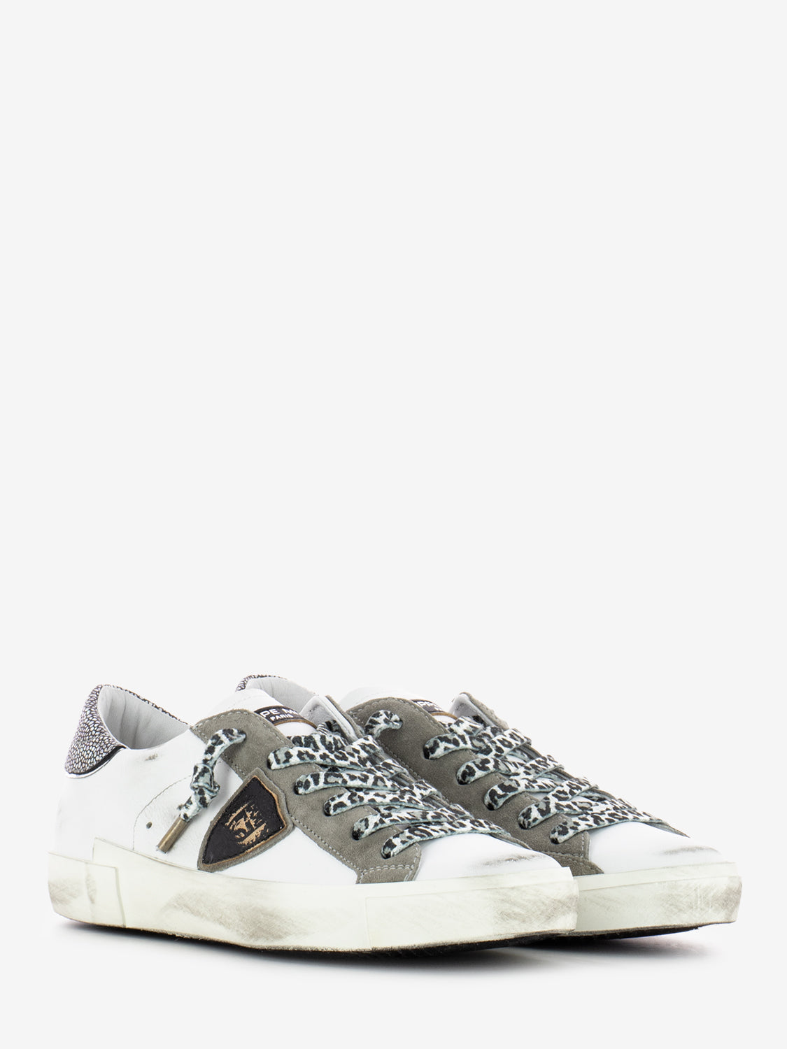 PRSX Low woman Veau metal leo / blanc / noir