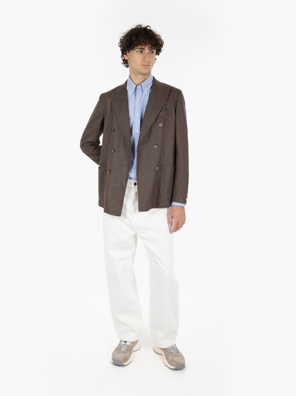 Blazer doppiopetto in lana e cashmere moro