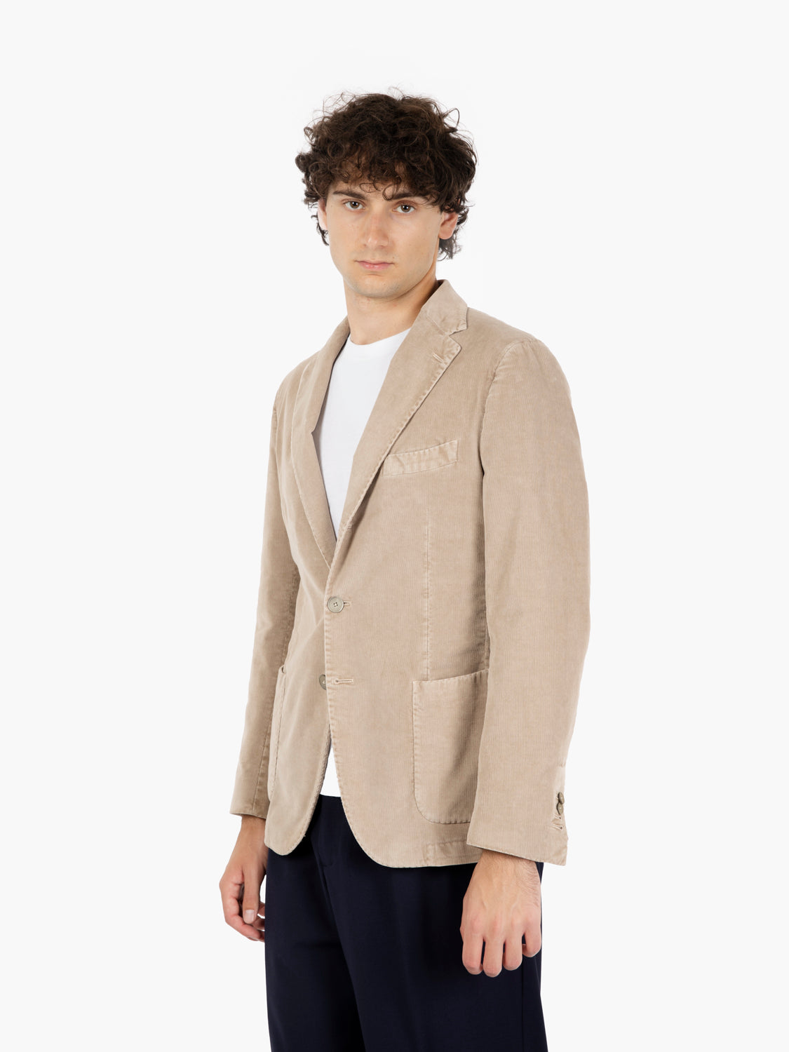 Blazer monopetto in velluto beige