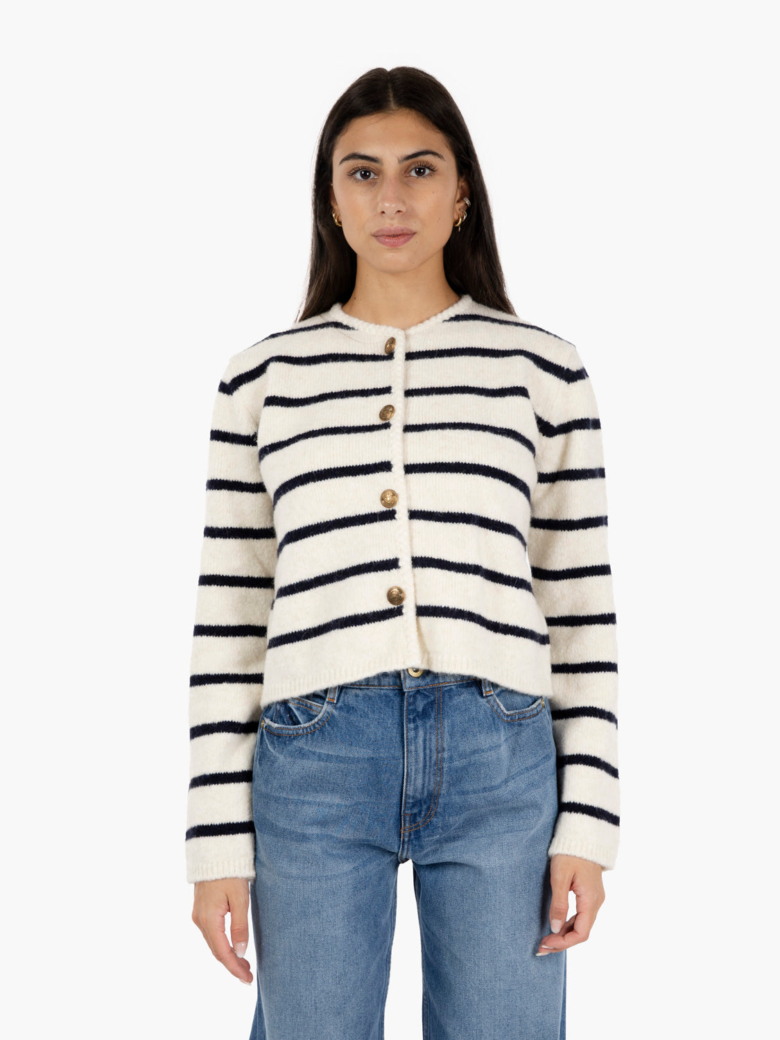 Cardigan Lea a righe zucchero / midnight