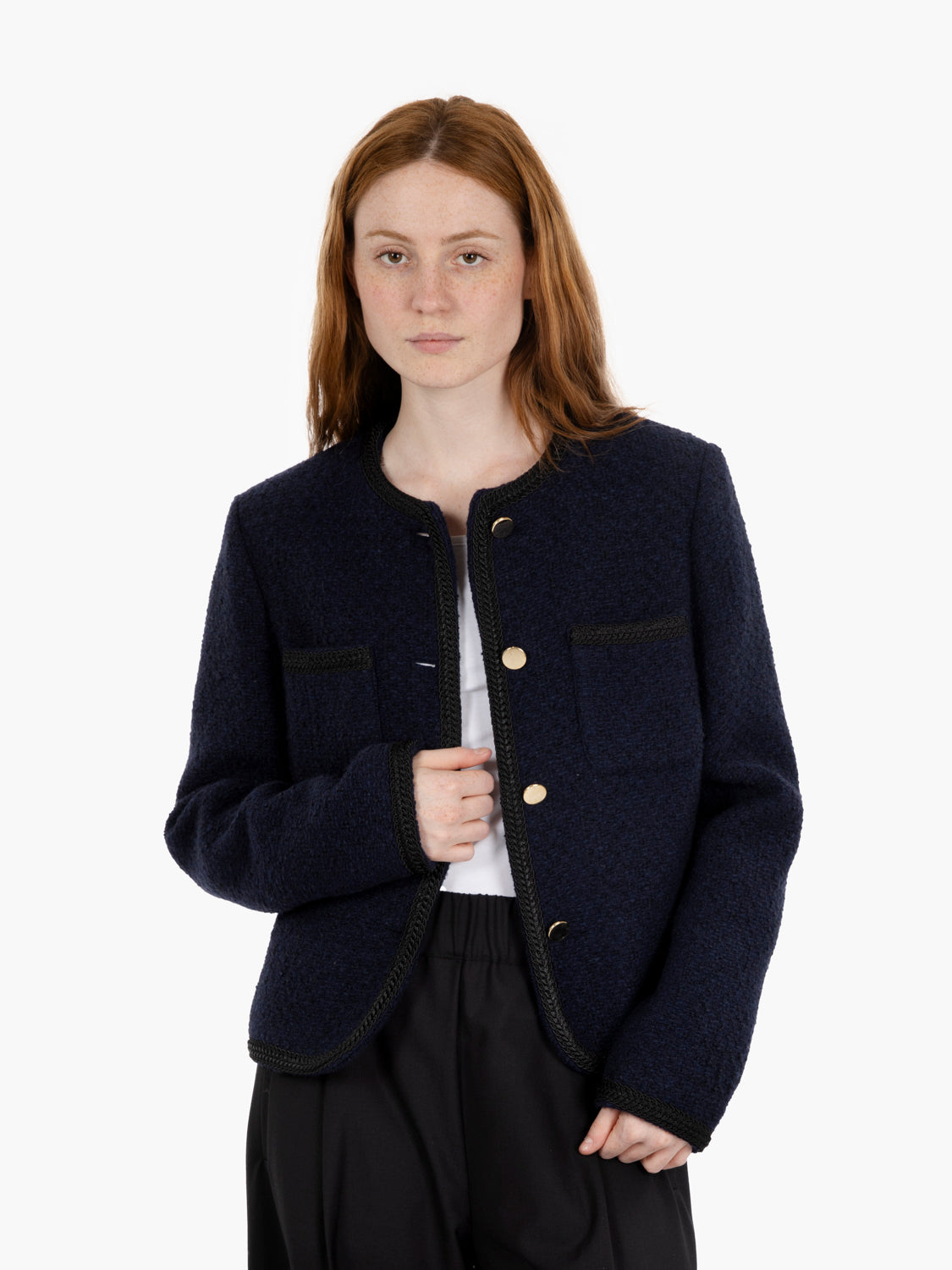 Giacca chanel con bottoni oro midnight