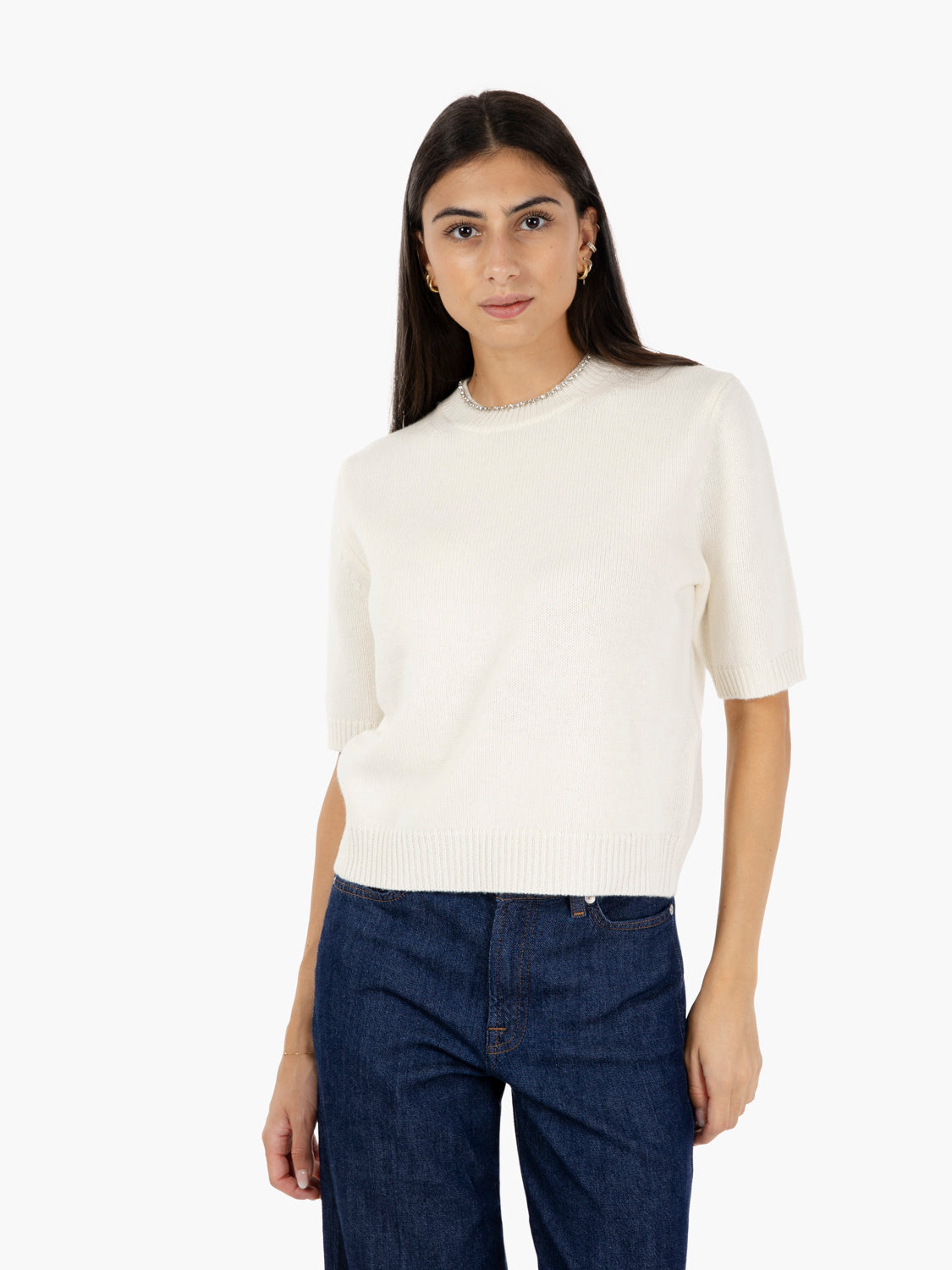 T-shirt Leya in maglia latte