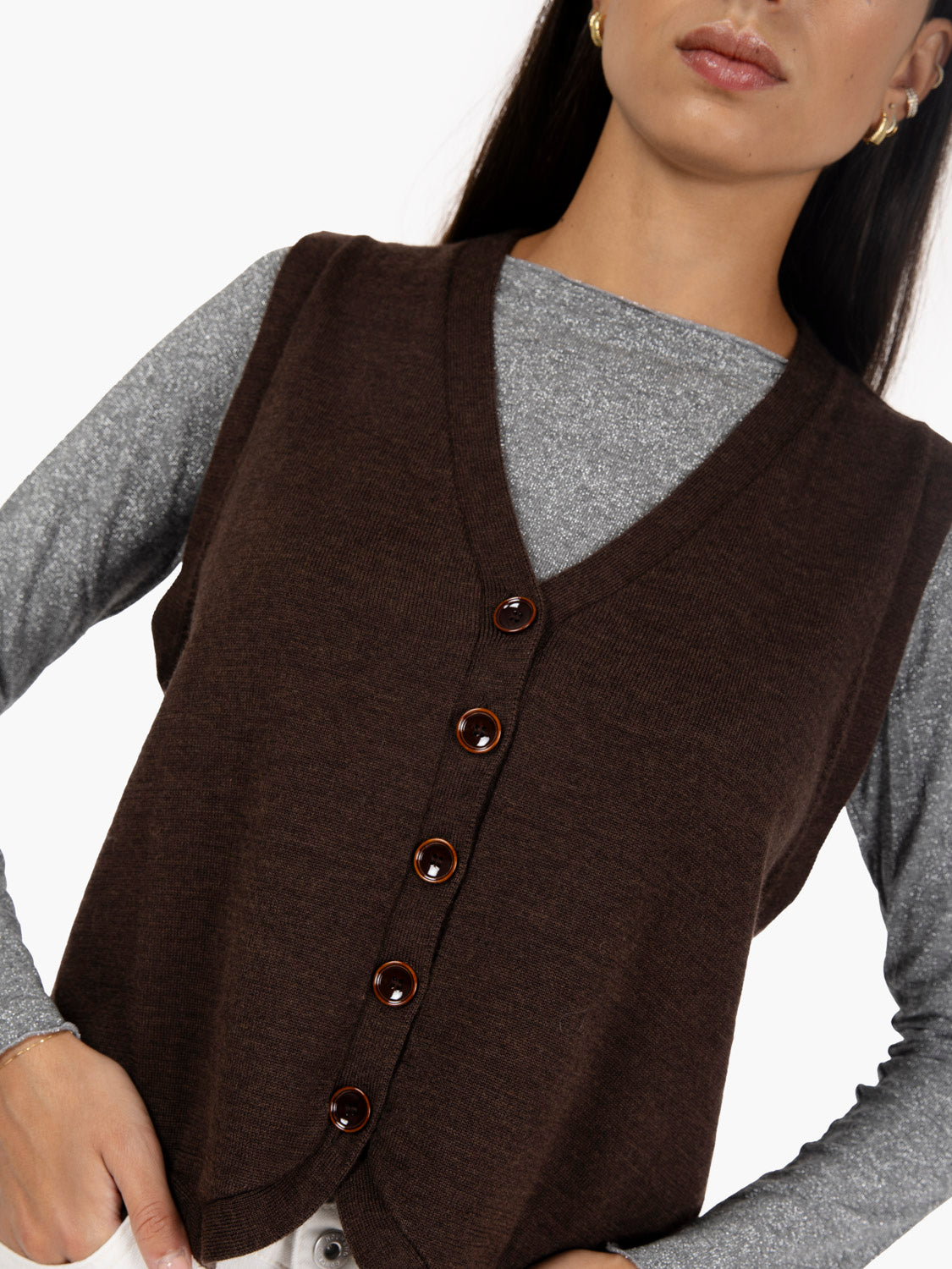 Gilet in maglia coffea
