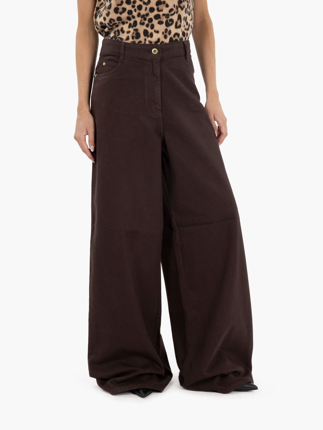 Jeans wide leg Dalt coffea