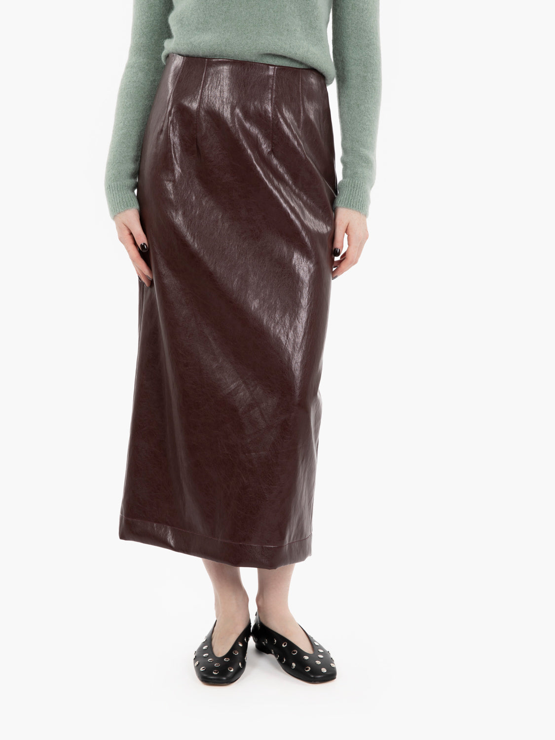 Gonna midi in ecopelle barolo