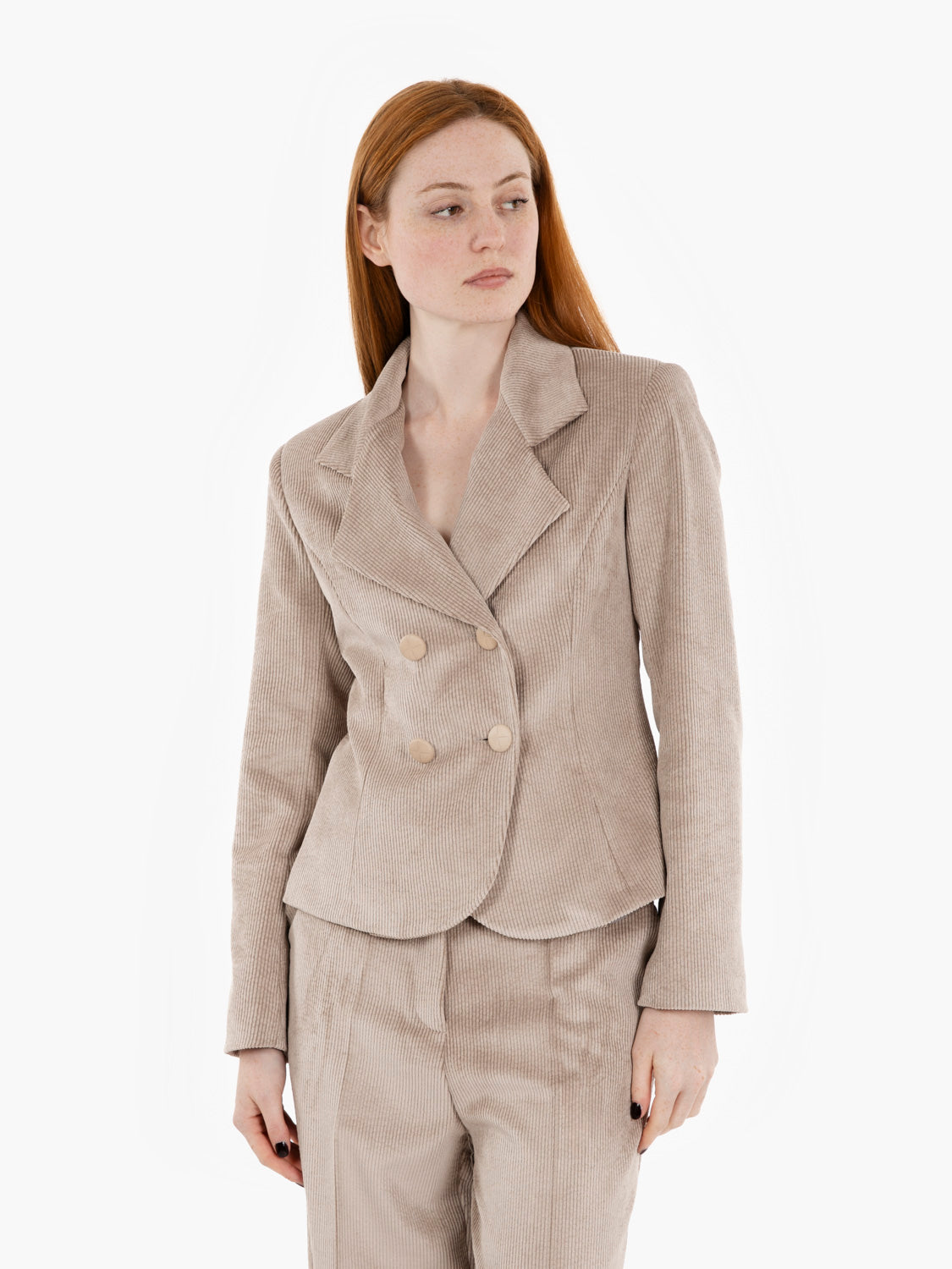 Blazer in velluto a coste tortora