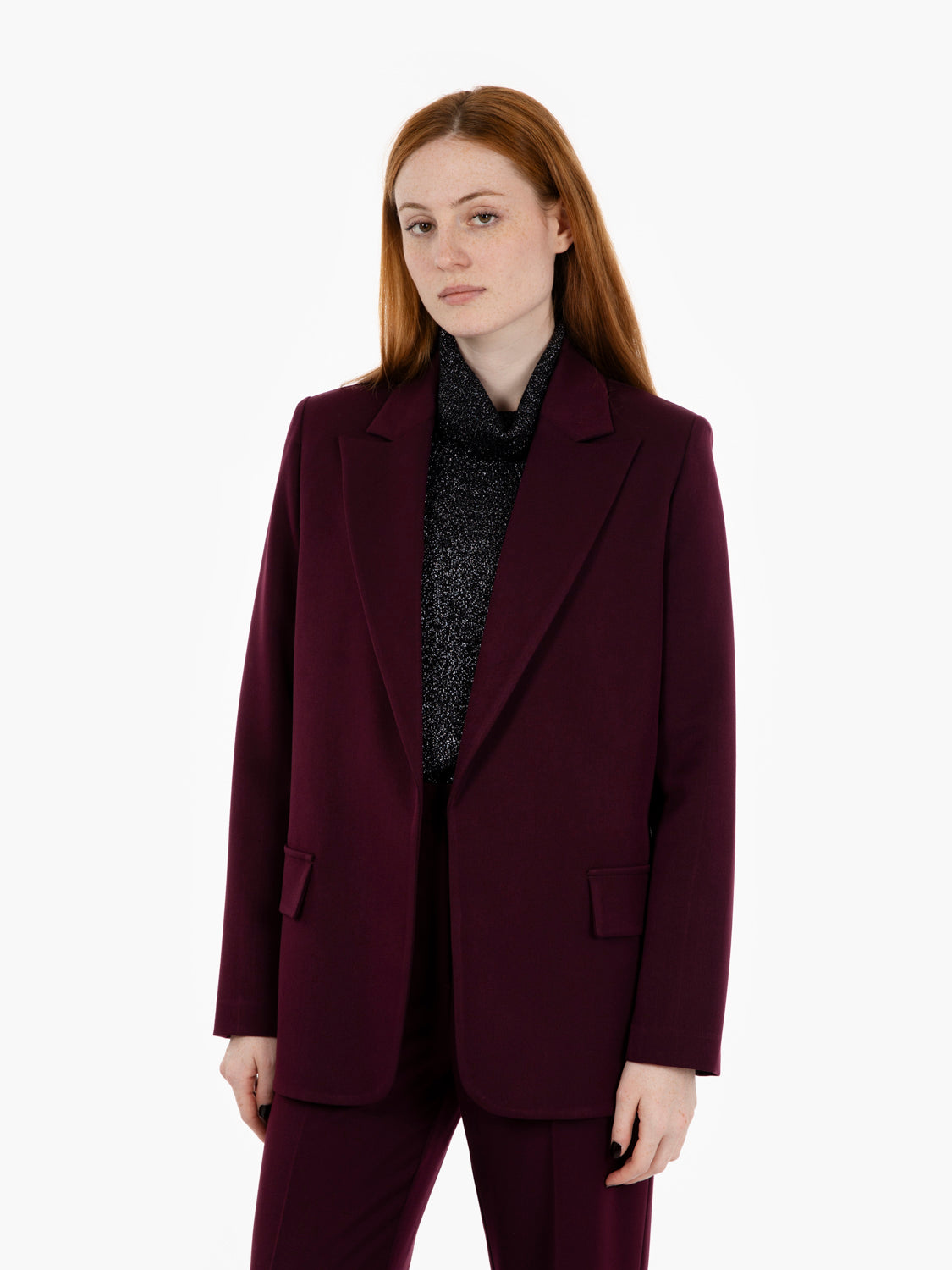 Blazer senza bottoni amarone