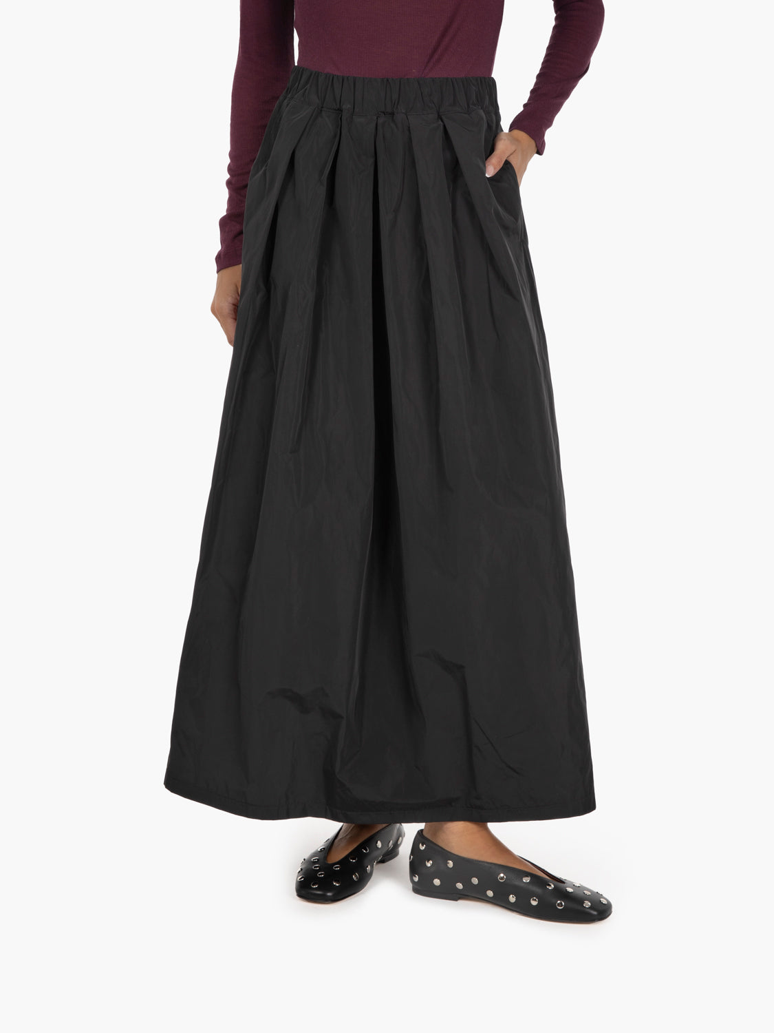 Gonna lunga taffetà nera