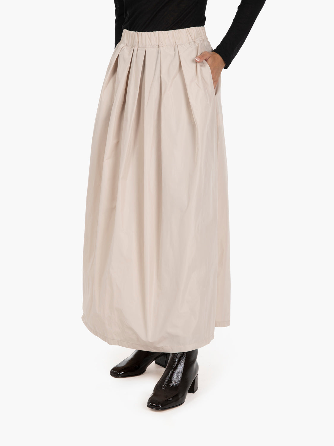 Gonna lunga taffetà sabbia