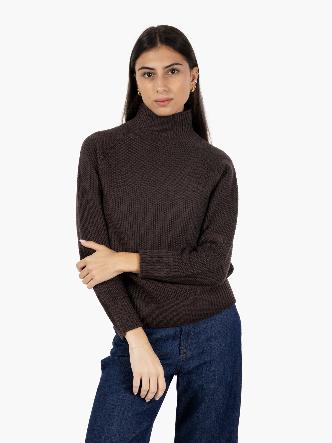 Maglia con collo a cratere moro