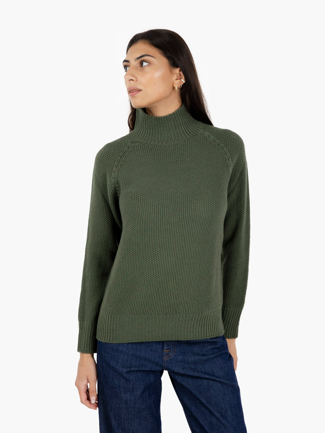 Maglia con collo a cratere verde militare