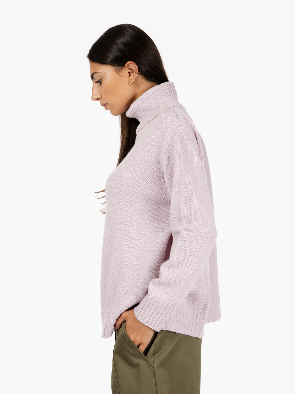 Maglione a collo alto rosa