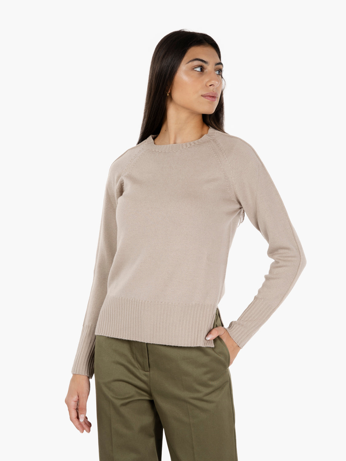 Maglione girocollo beige